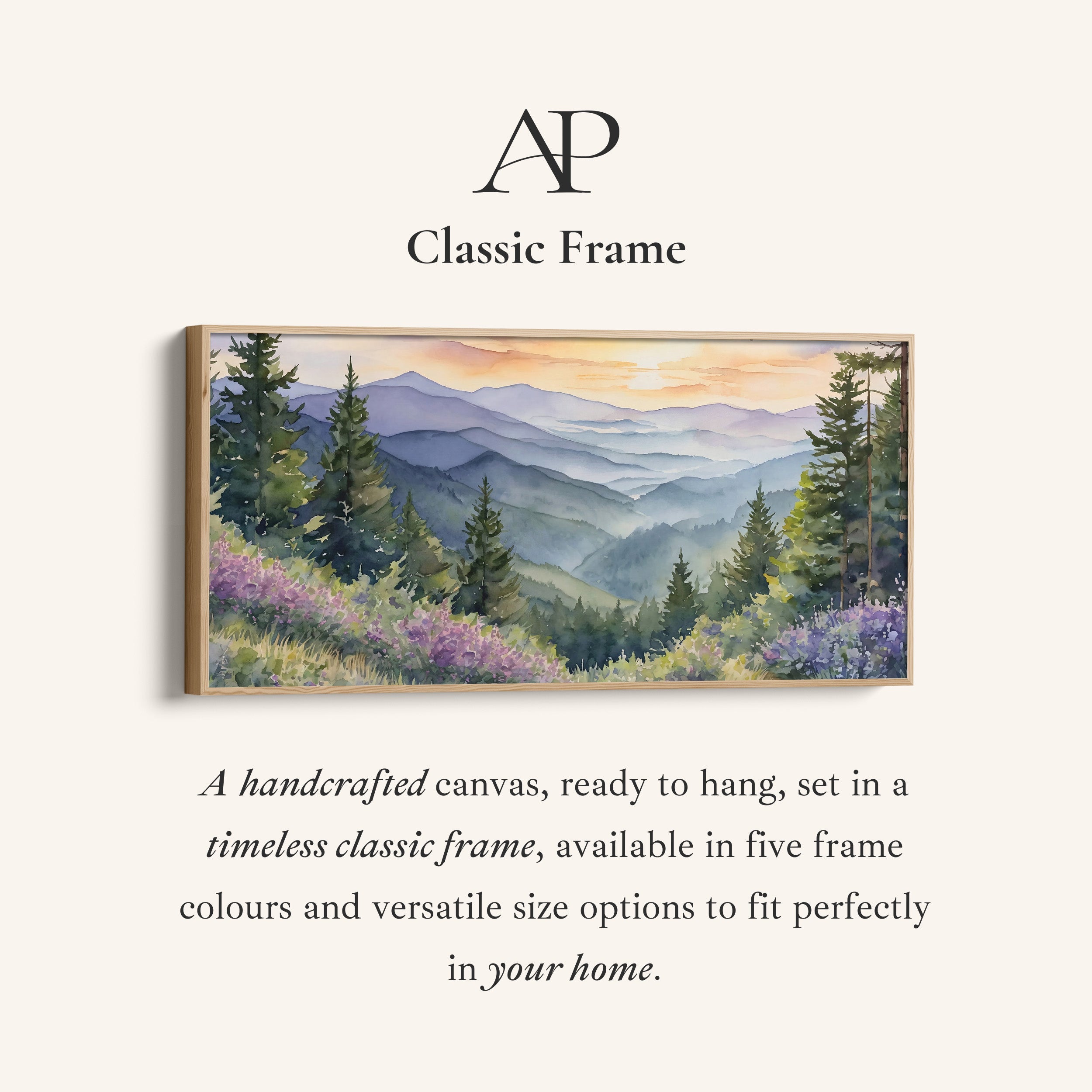 Mountain Valley Landscape Horizontal Wall Art Panoramic Canvas Print For Office