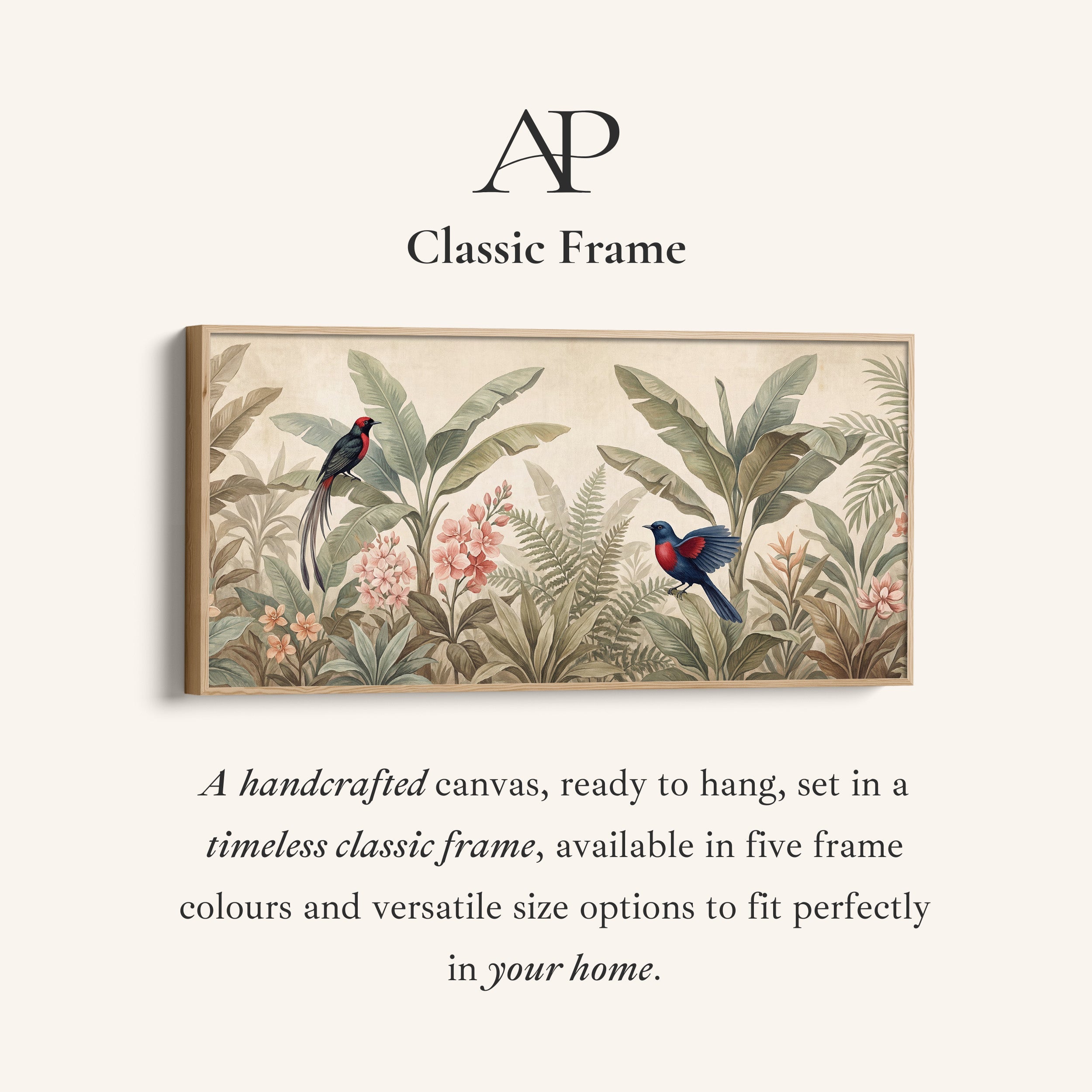 Tropical Birds Among Leaves Horizontal Wall Art Statement Wall Decor For Living Room