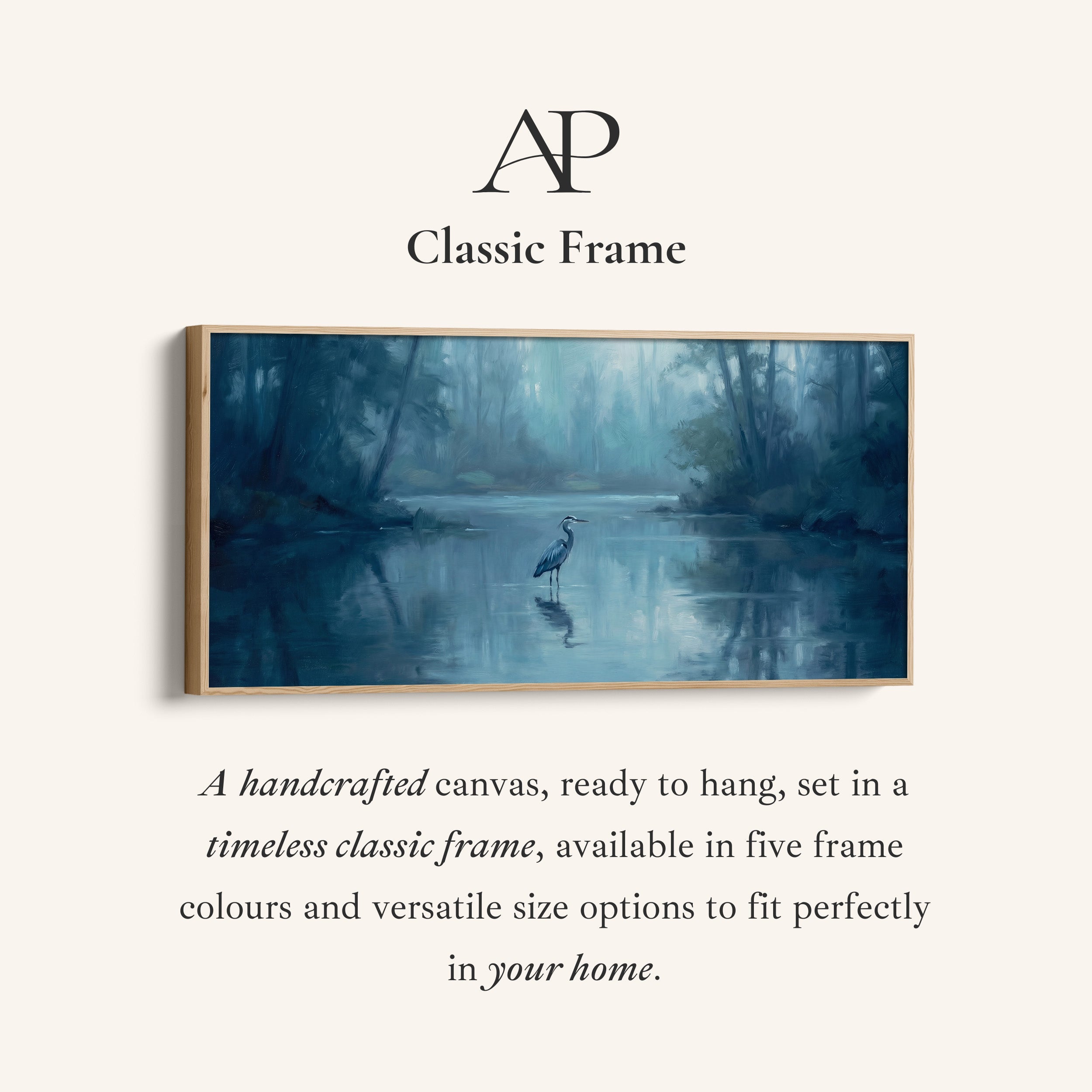Misty Lake Heron Above Bed Wall Art Statement Wall Decor For Bedroom