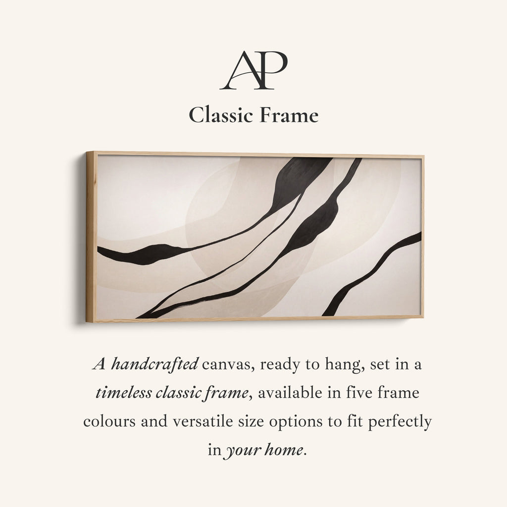 Bedroom Wall Art Black Organic Lines Extra Wide Canvas Office