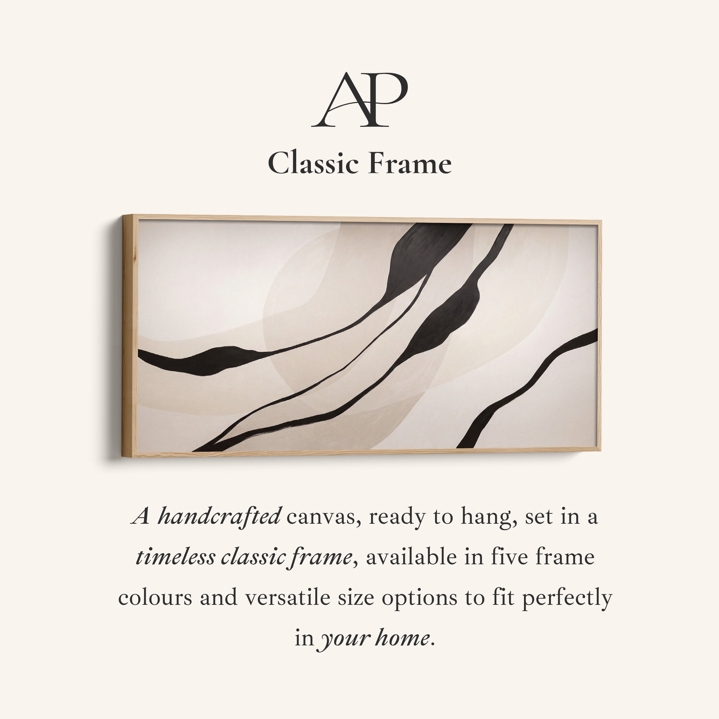Bedroom Wall Art Black Organic Lines Extra Wide Canvas Office