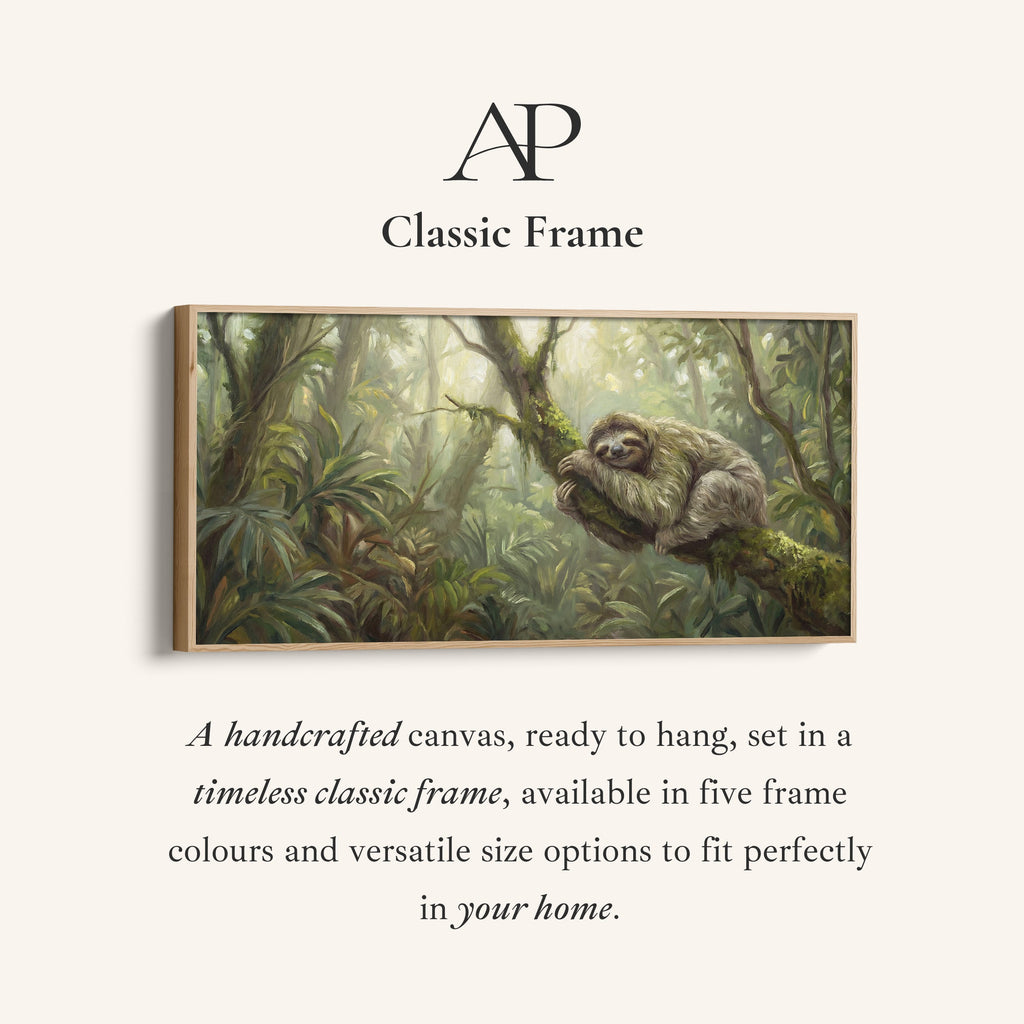 Horizontal Wall Art Sloth On Tree Branch Panoramic Canvas Print Bedroom