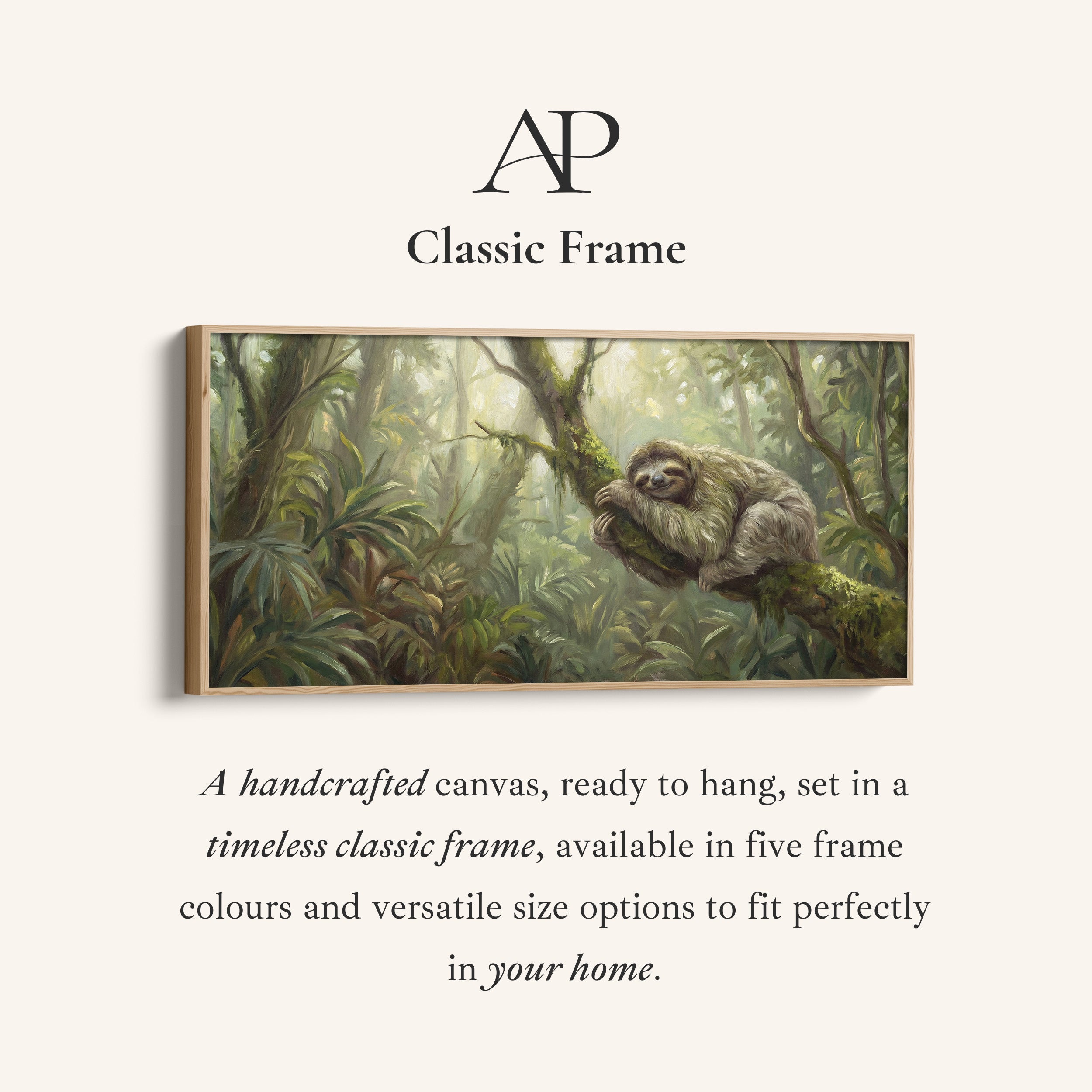 Horizontal Wall Art Sloth On Tree Branch Panoramic Canvas Print Bedroom