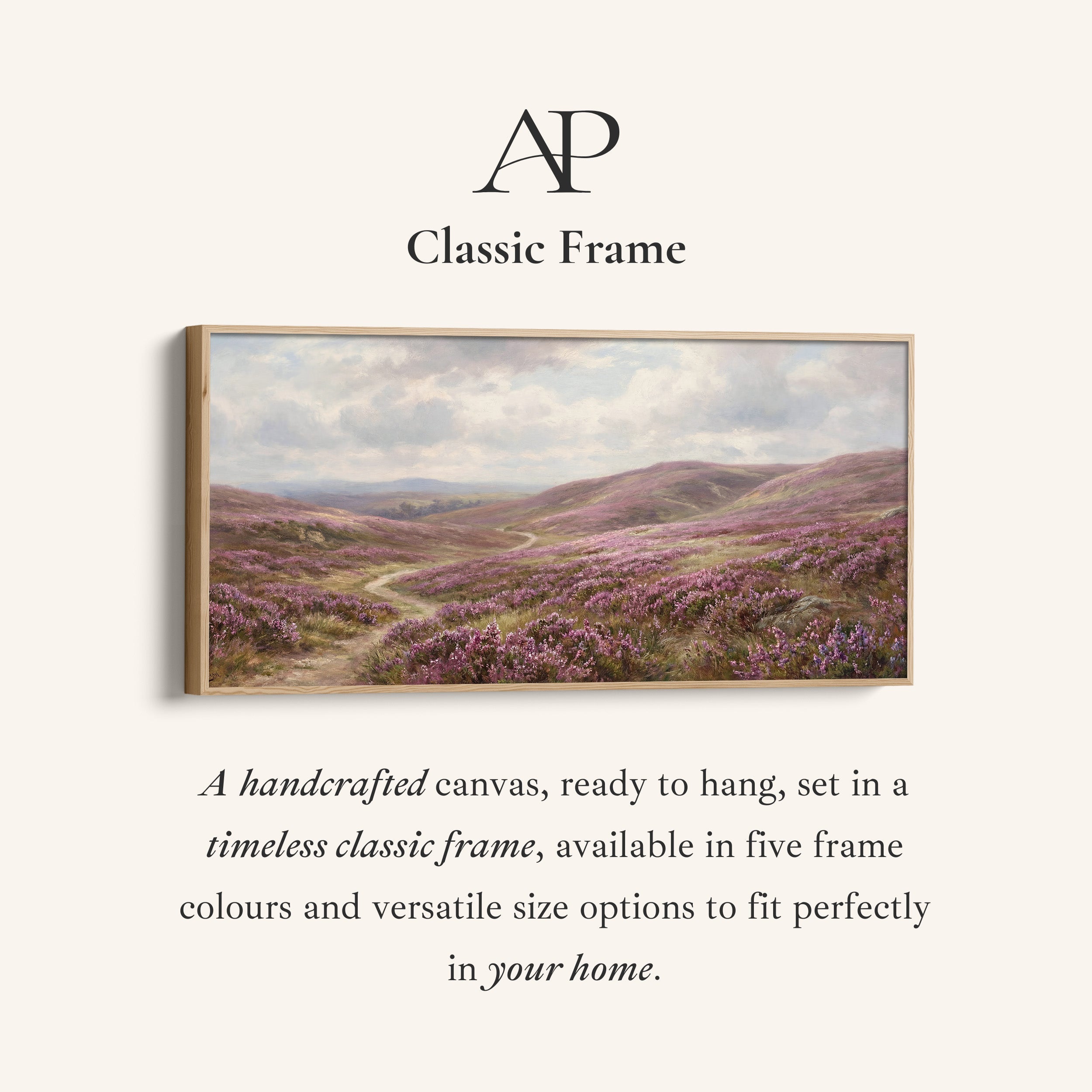 Heather Moorland wide framed canvas Panoramic Canvas Print Bedroom