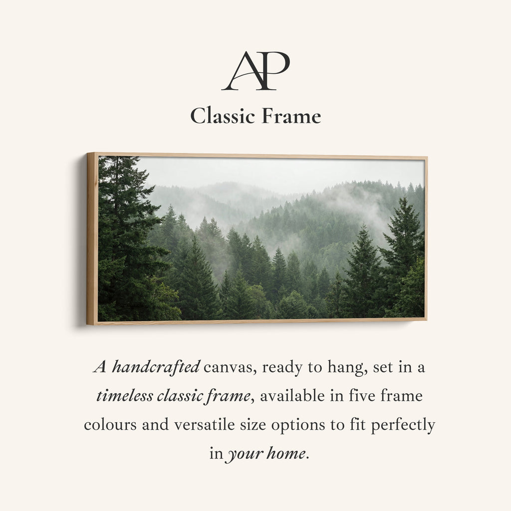 Misty Pine Hills Horizontal Wall Art Framed Canvas Print For Living Room