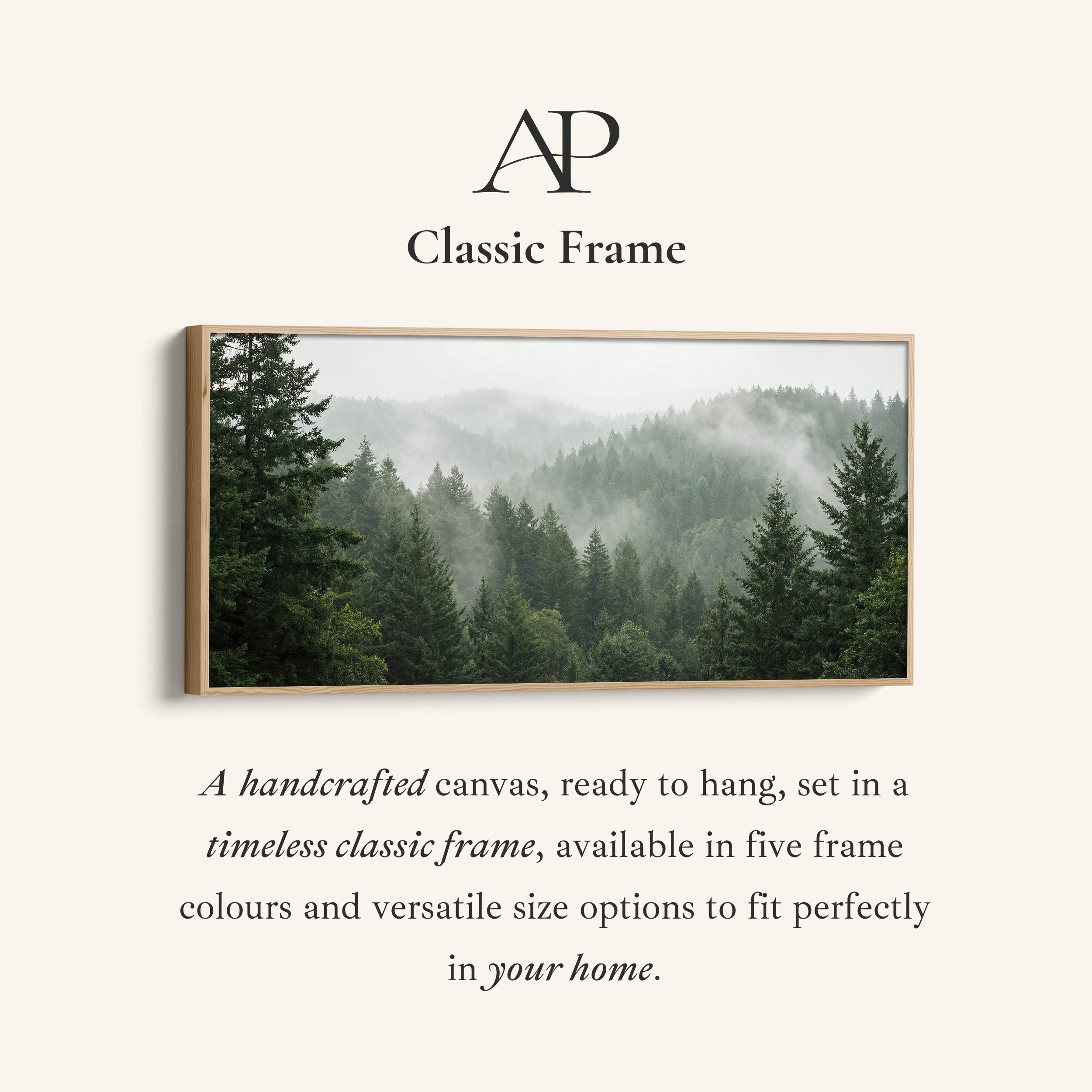 Misty Pine Hills Horizontal Wall Art Framed Canvas Print For Living Room