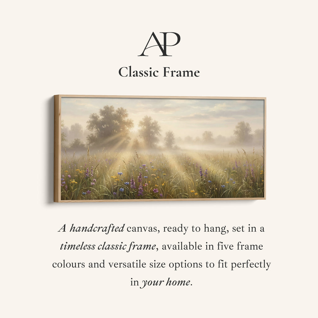 Misty Meadow Rays Long Wall Art Horizontal Canvas Print For Living Room