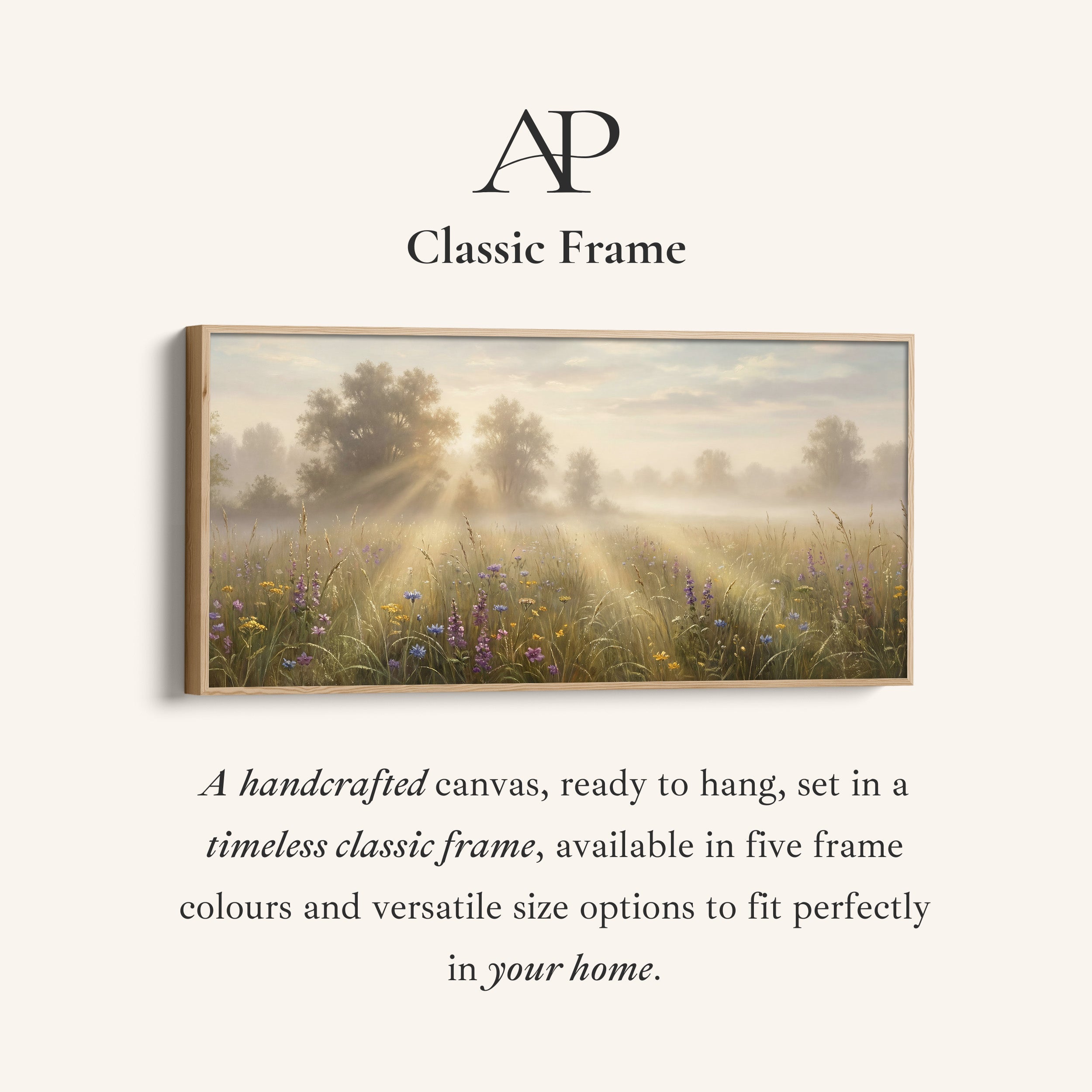 Misty Meadow Rays Long Wall Art Horizontal Canvas Print For Living Room