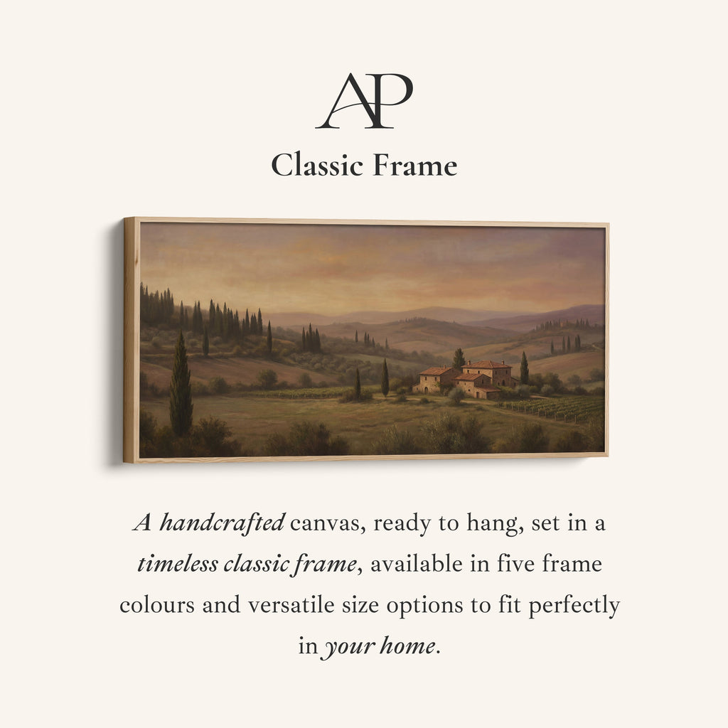 Tuscan Countryside Villa Above Soft Wall Art Panoramic Canvas Print For Living Room
