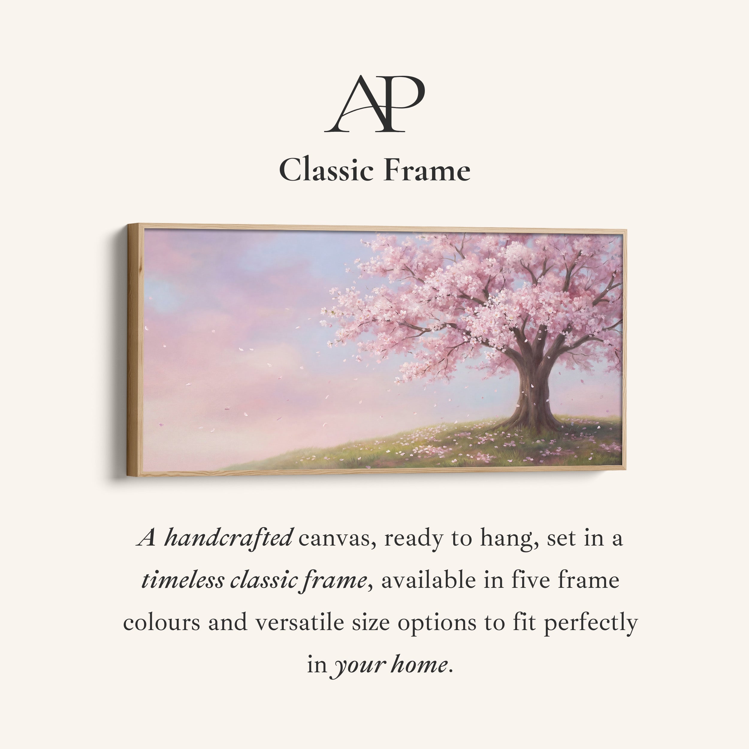 Cherry Blossom Tree Panoramic Wall Art Horizontal Canvas Print For Bedroom