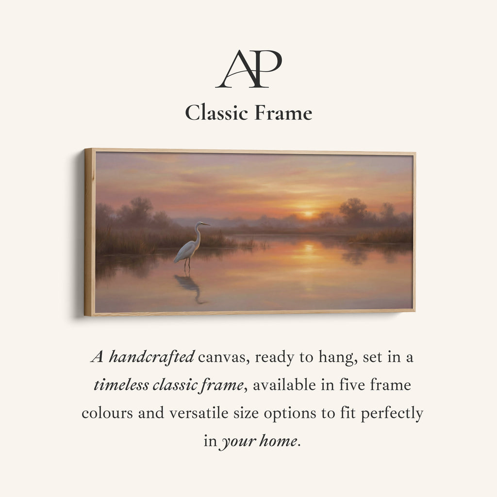 White Heron At Sunrise Horizontal Wall Art Oversized Wall Decor For Office