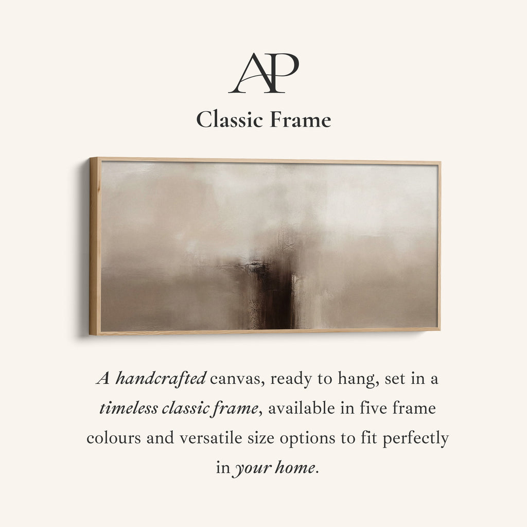 Abstract Beige Horizontal Wall Art Framed Canvas Print For Bedroom