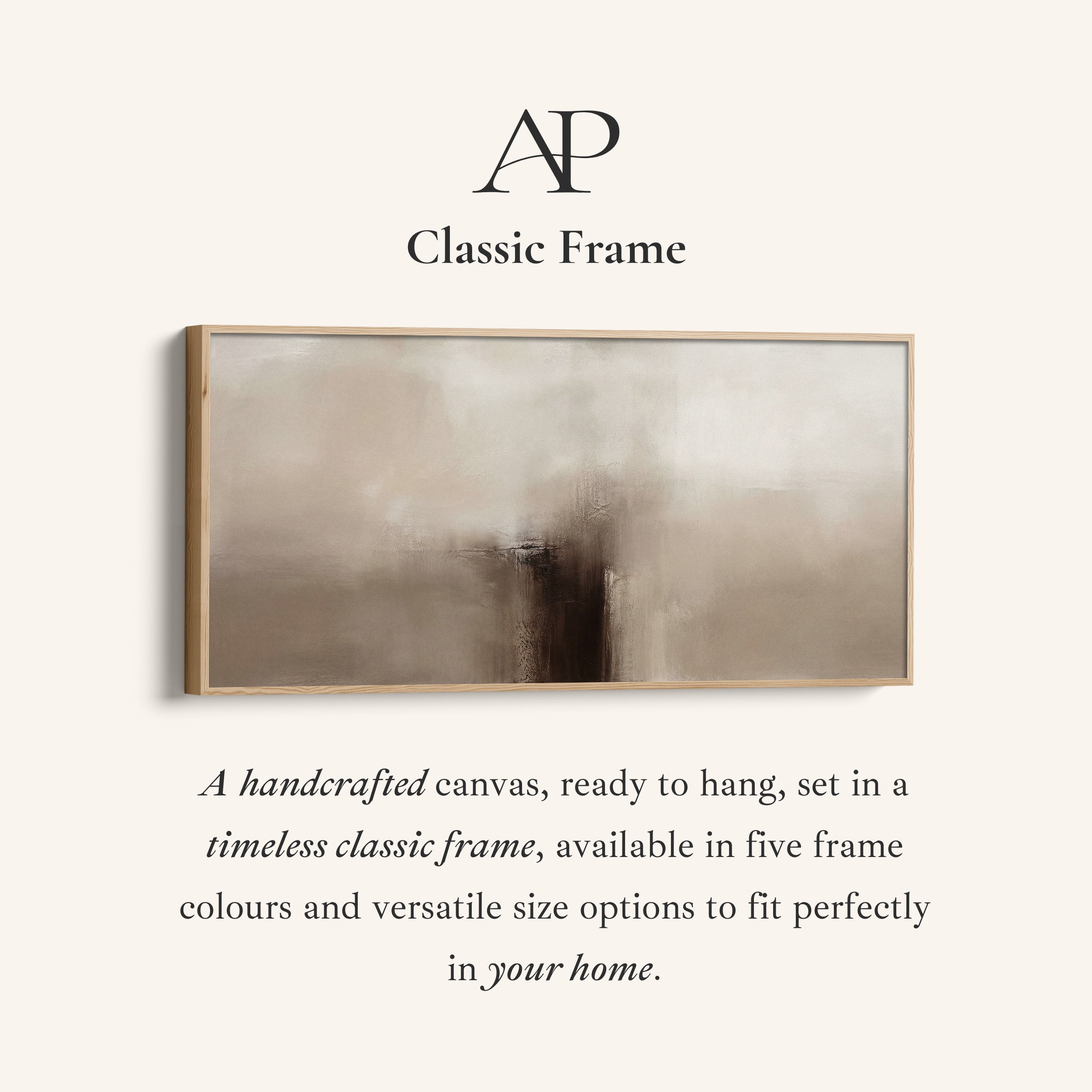 Abstract Beige Horizontal Wall Art Framed Canvas Print For Bedroom