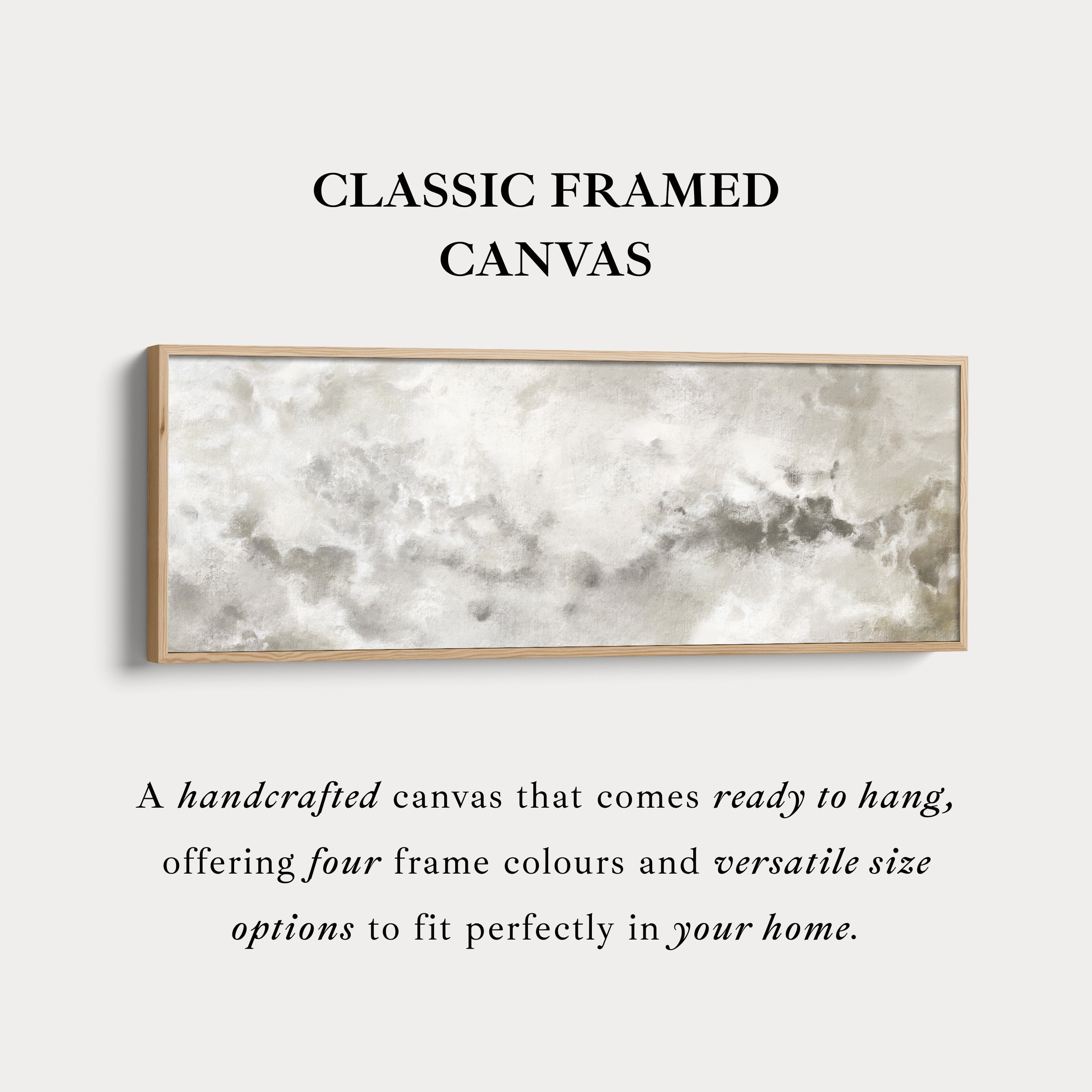 Abstract White & Grey Panoramic Long Narrow Wall Art