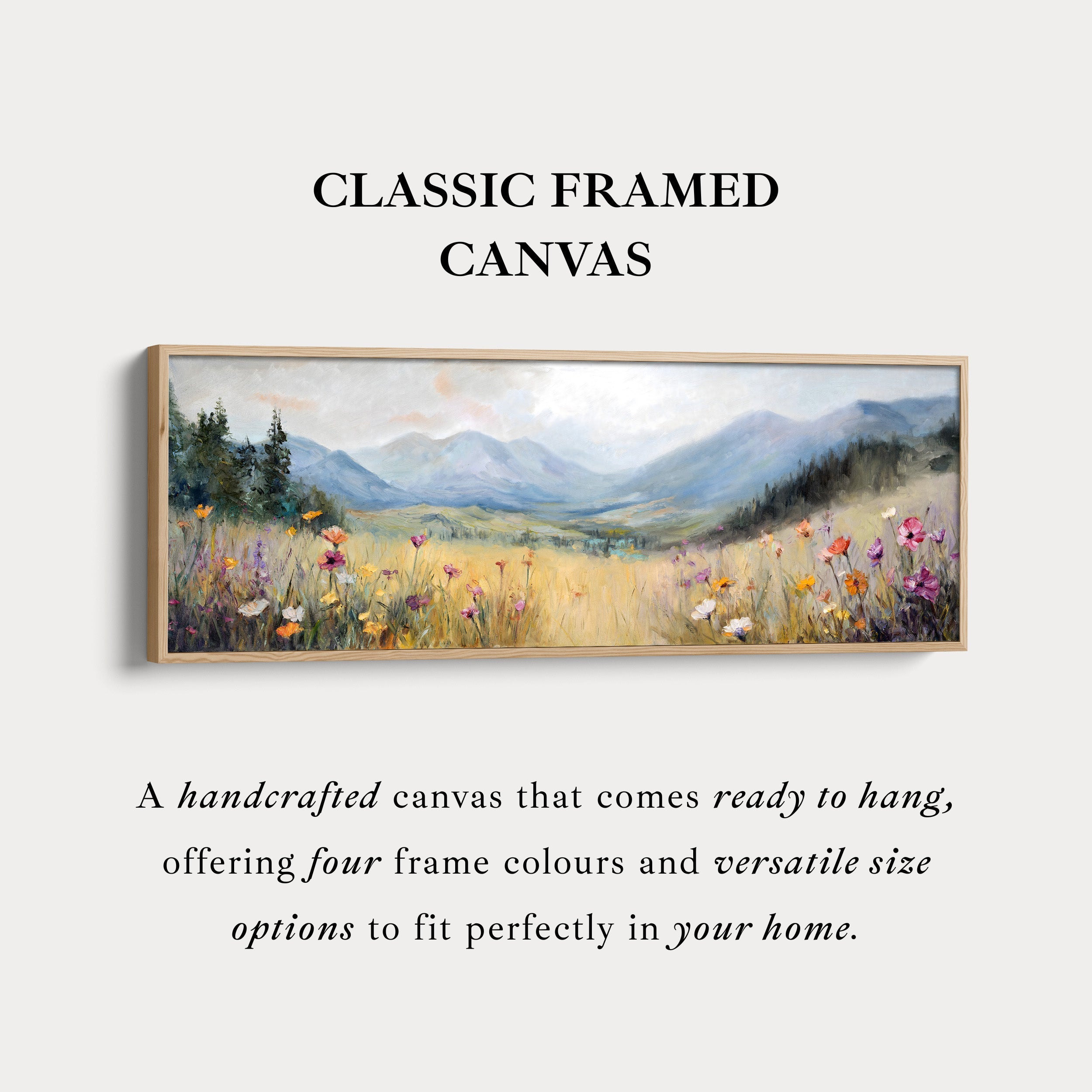 Wild Meadow Long Narrow Horizontal Framed Canvas Wall Art