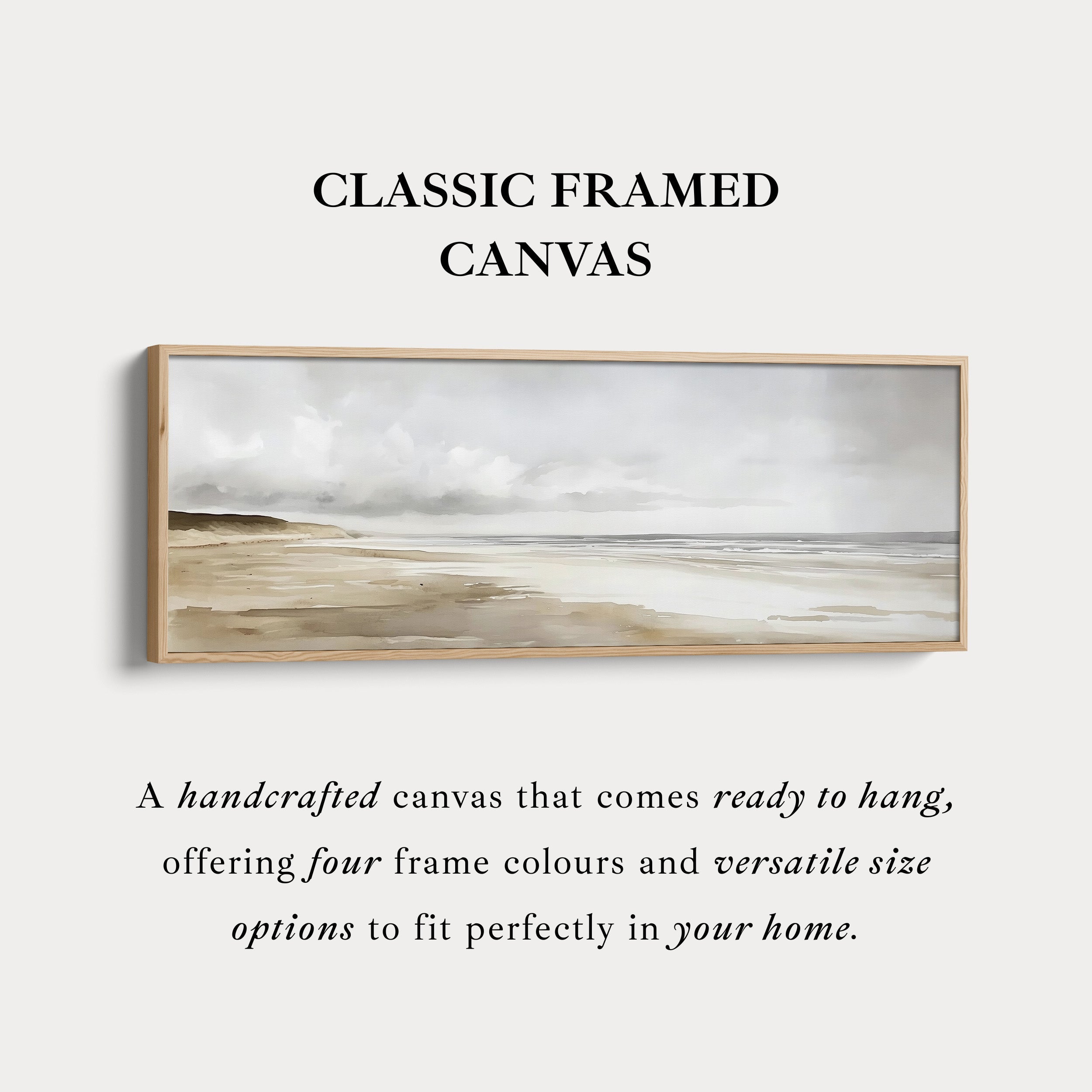 Watercolour Beach Long Narrow Large Canvas Wall Art
