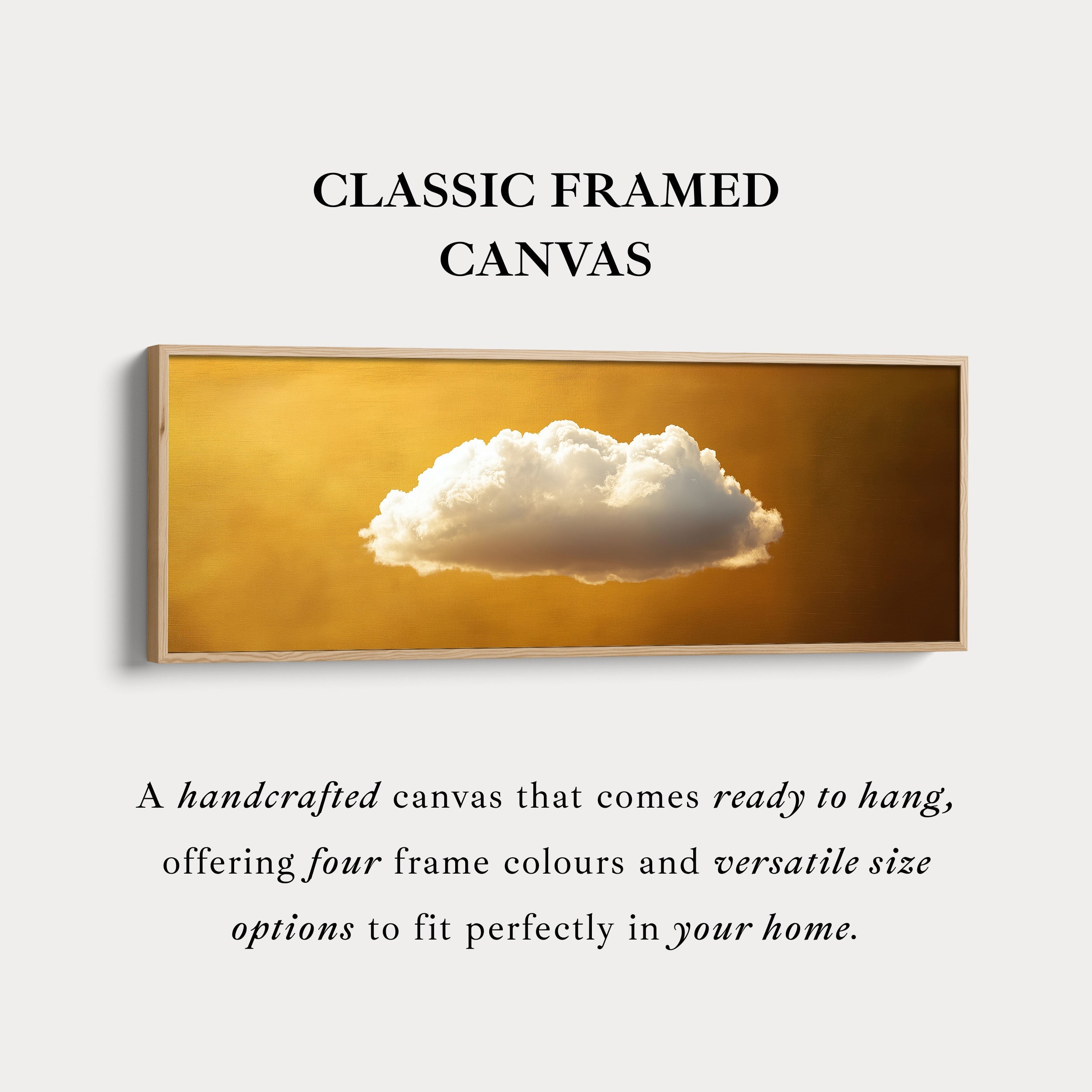Above Bed Wall Art - Floating Golden Cloud Minimalist Horizontal Wall Art