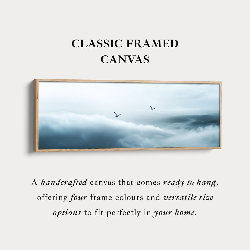 Panoramic Minimalist Cloud Long Narrow Wall Art Large Framed Canvas