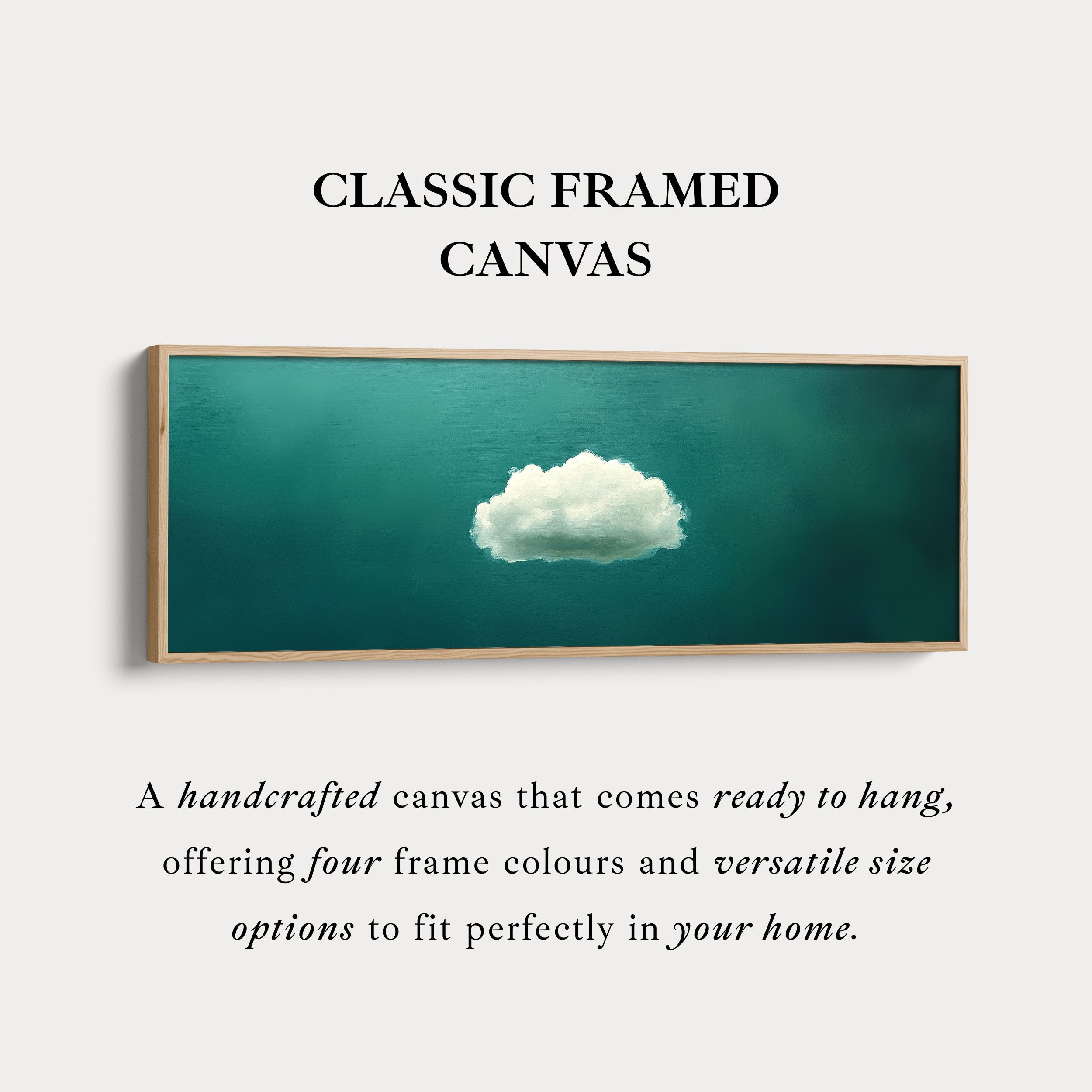 Above Bed Wall Decor - Minimalist White Cloud Large Framed Canvas
