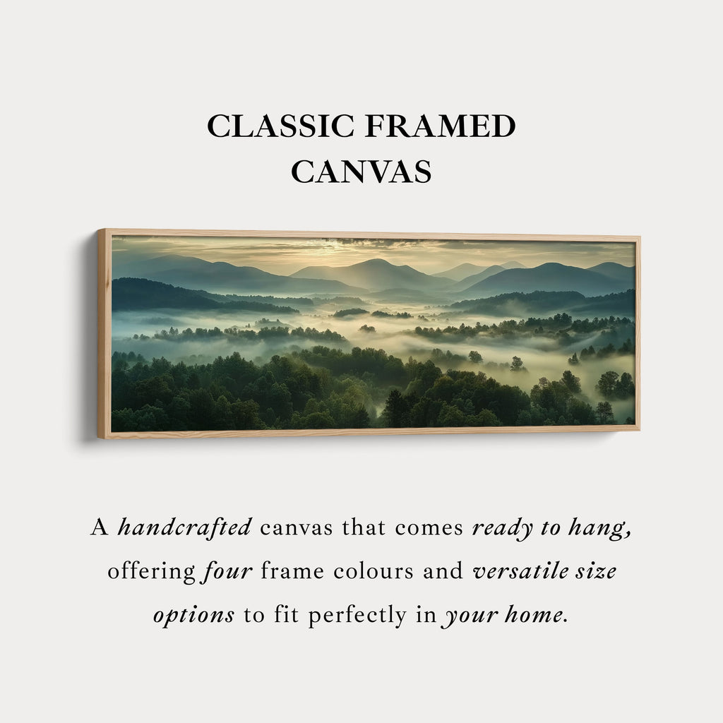 Large Horizontal Framed Canvas Wall Art Misty Landscape