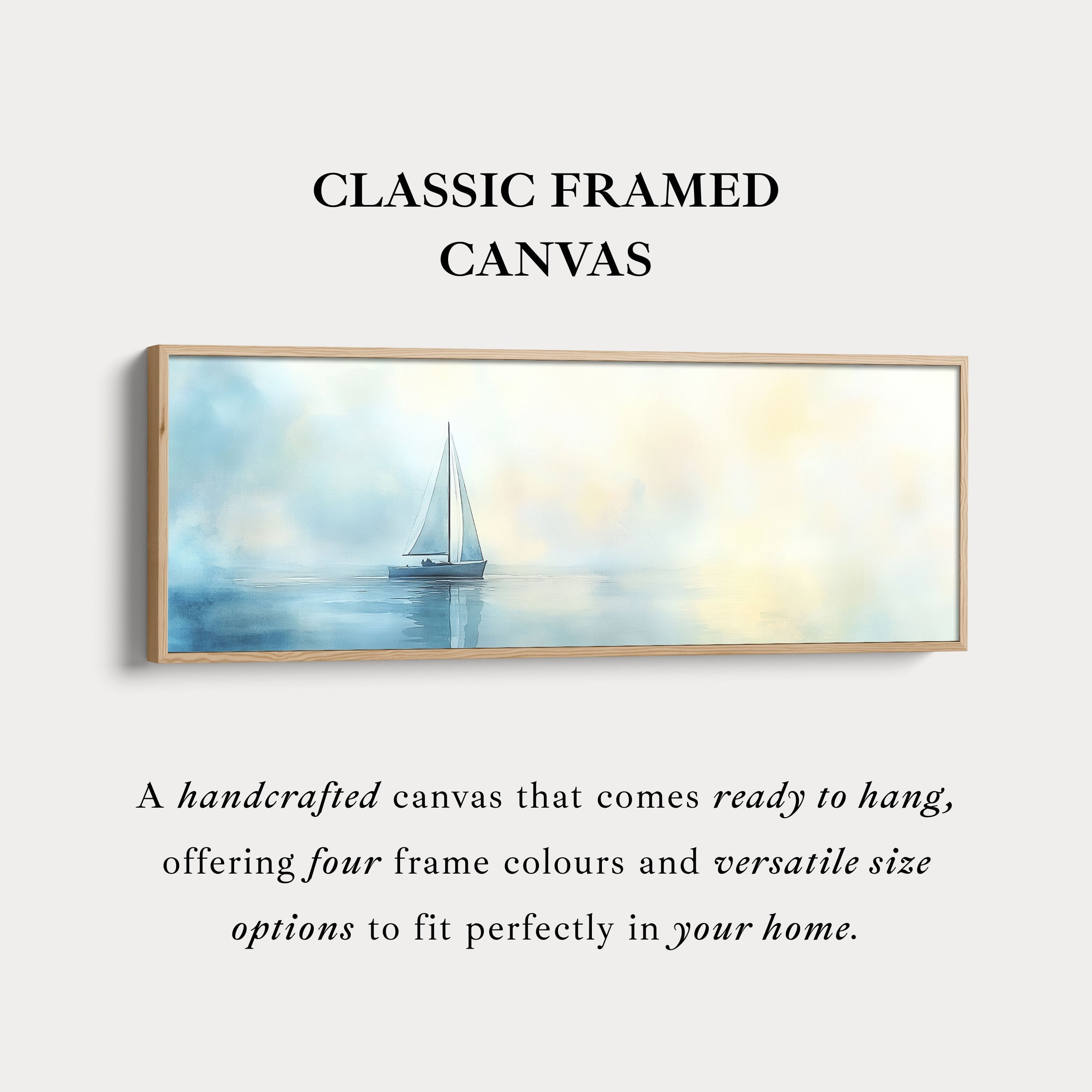 Calming Watercolour Sailboat Large Framed Long Canvas Horizontal Wall Art