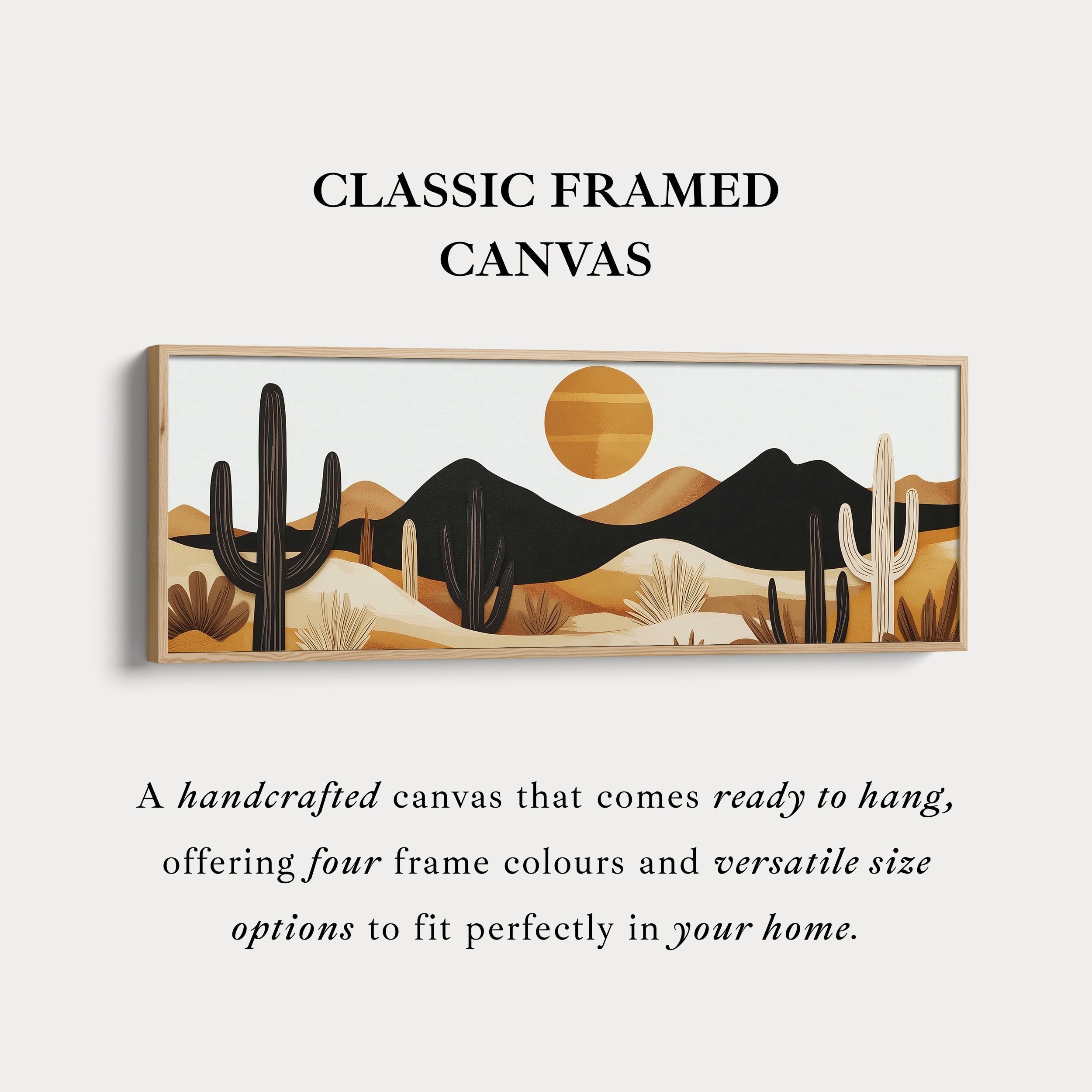 Cacti Mountains Wall Decor Panoramic Narrow Canvas