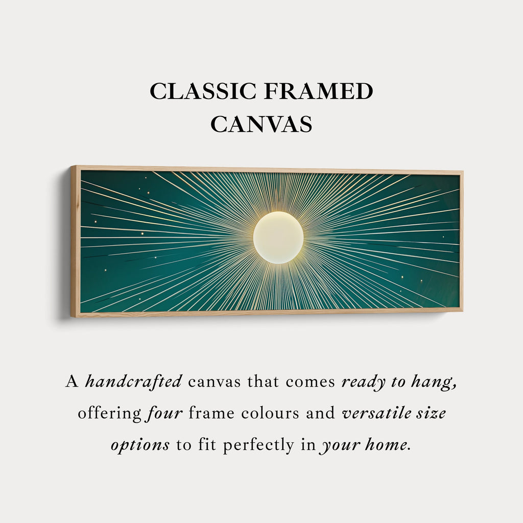 Boho Retro Sun Long Framed Canvas Wall Art