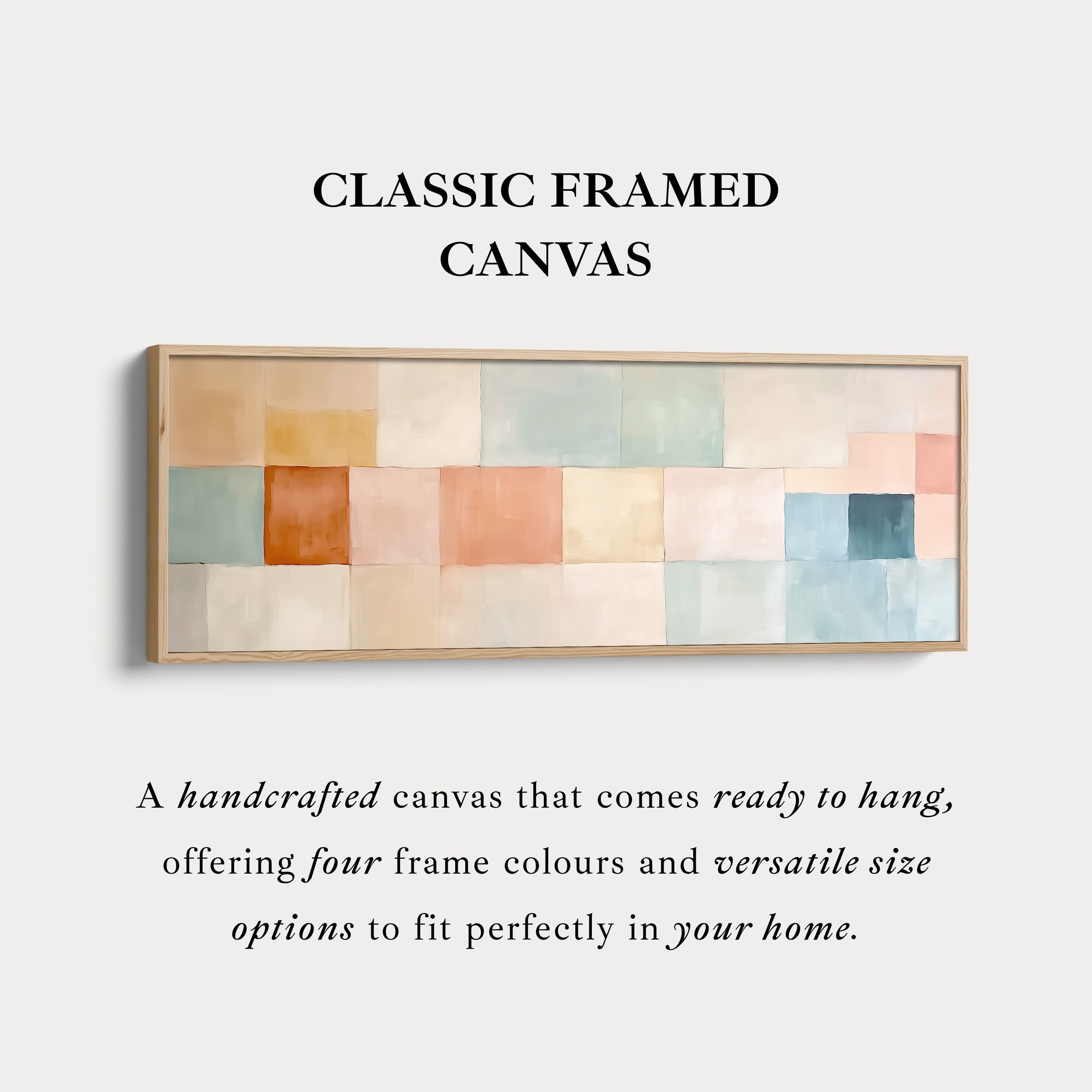 Abstract Pastel Long Framed Horizontal Canvas Wall Art