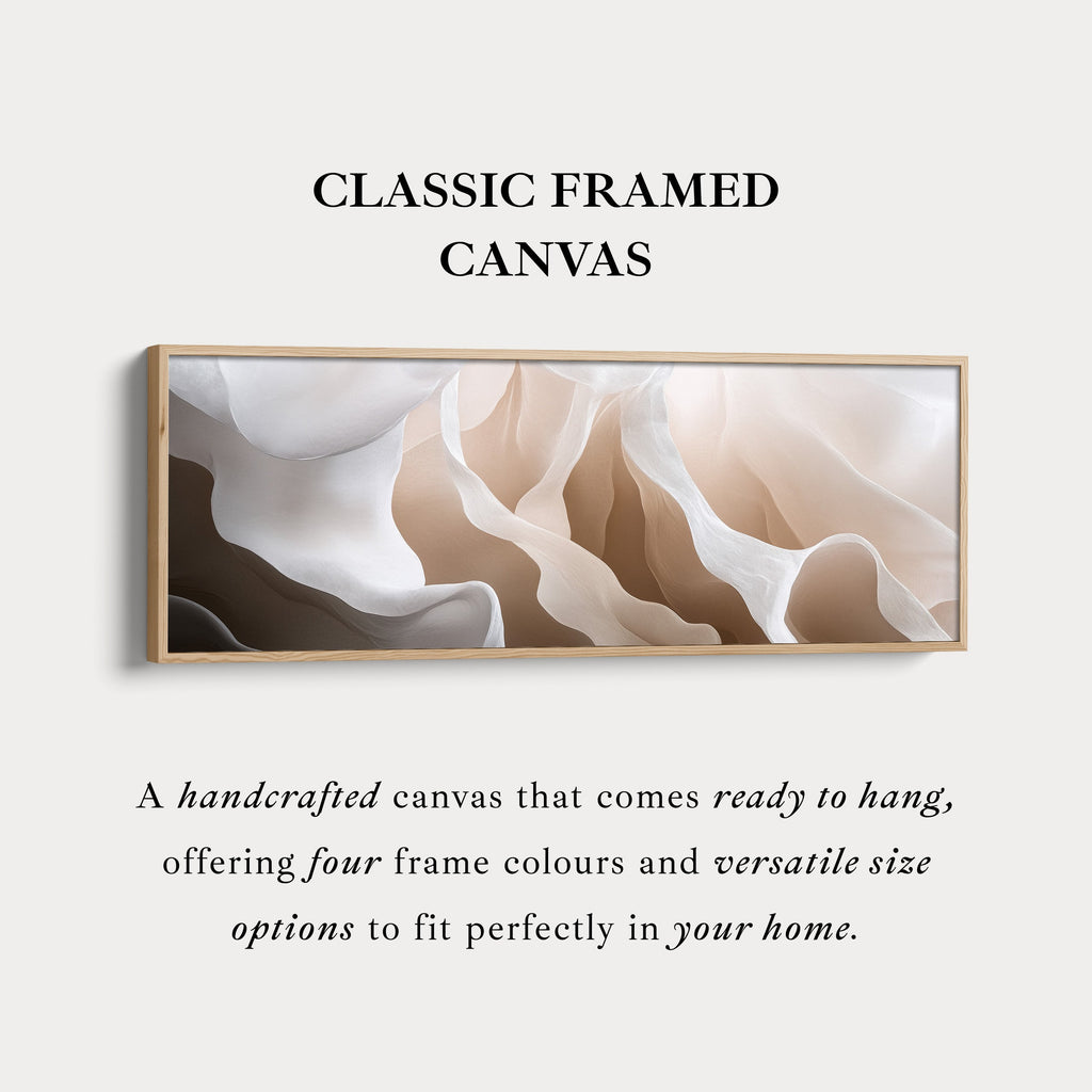 Beige & White Abstract Above Bed Long Narrow Horizontal Wall Art