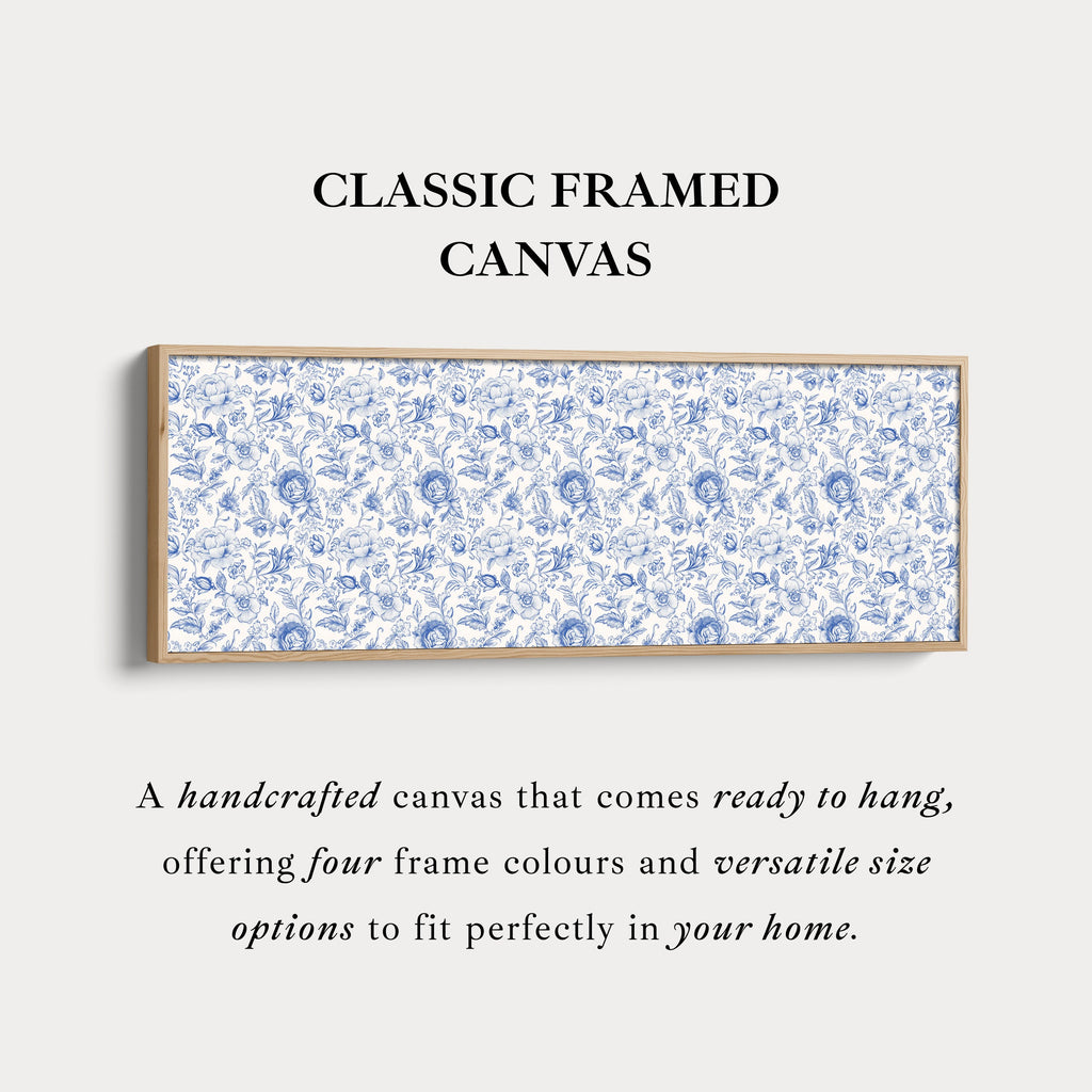 Blue Floral Panoramic Above Bed Wall Art