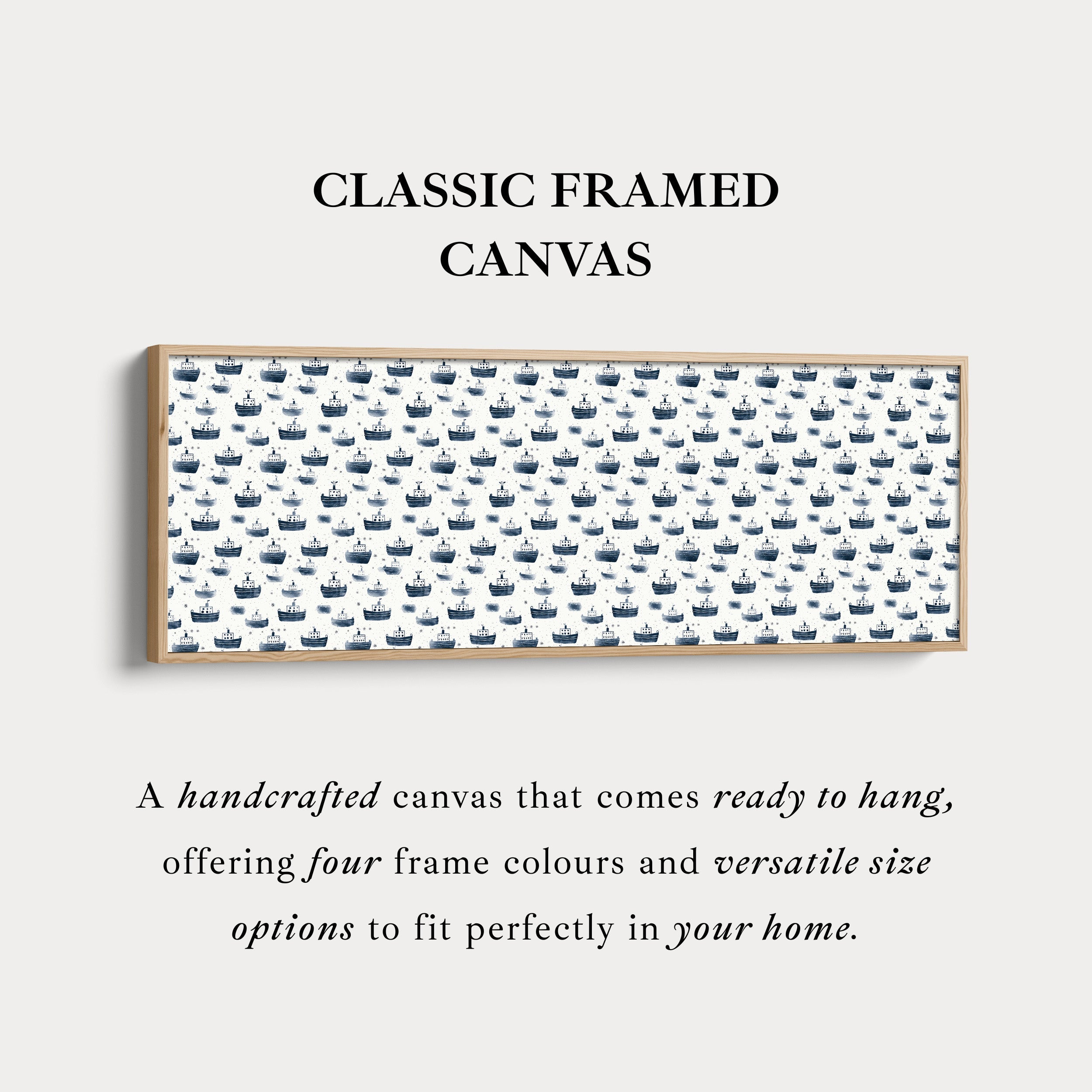 Small Blue Ships Slim Horizontal Wall Decor