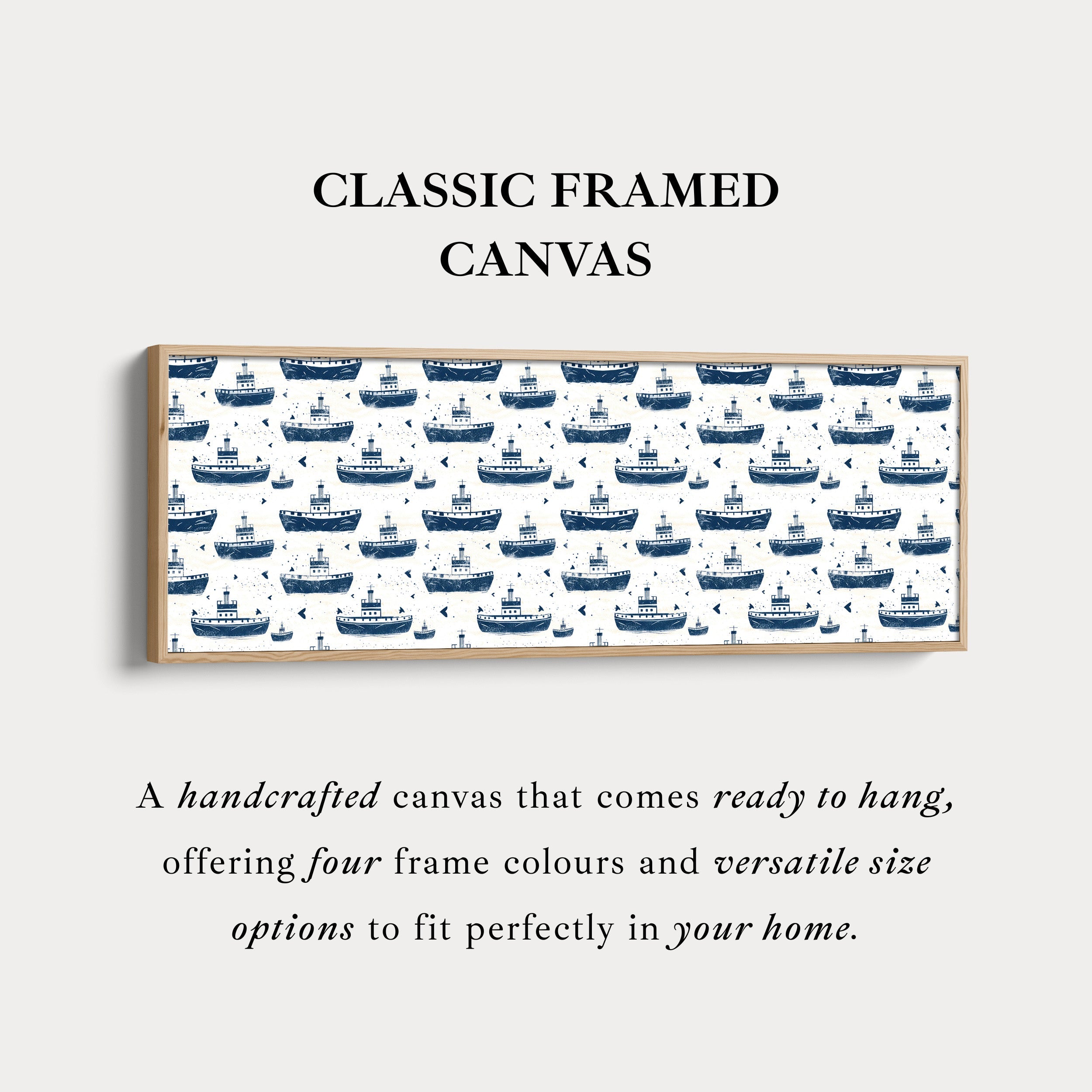 Little Boats Kids Room Long Narrow Panoramic Wall Art
