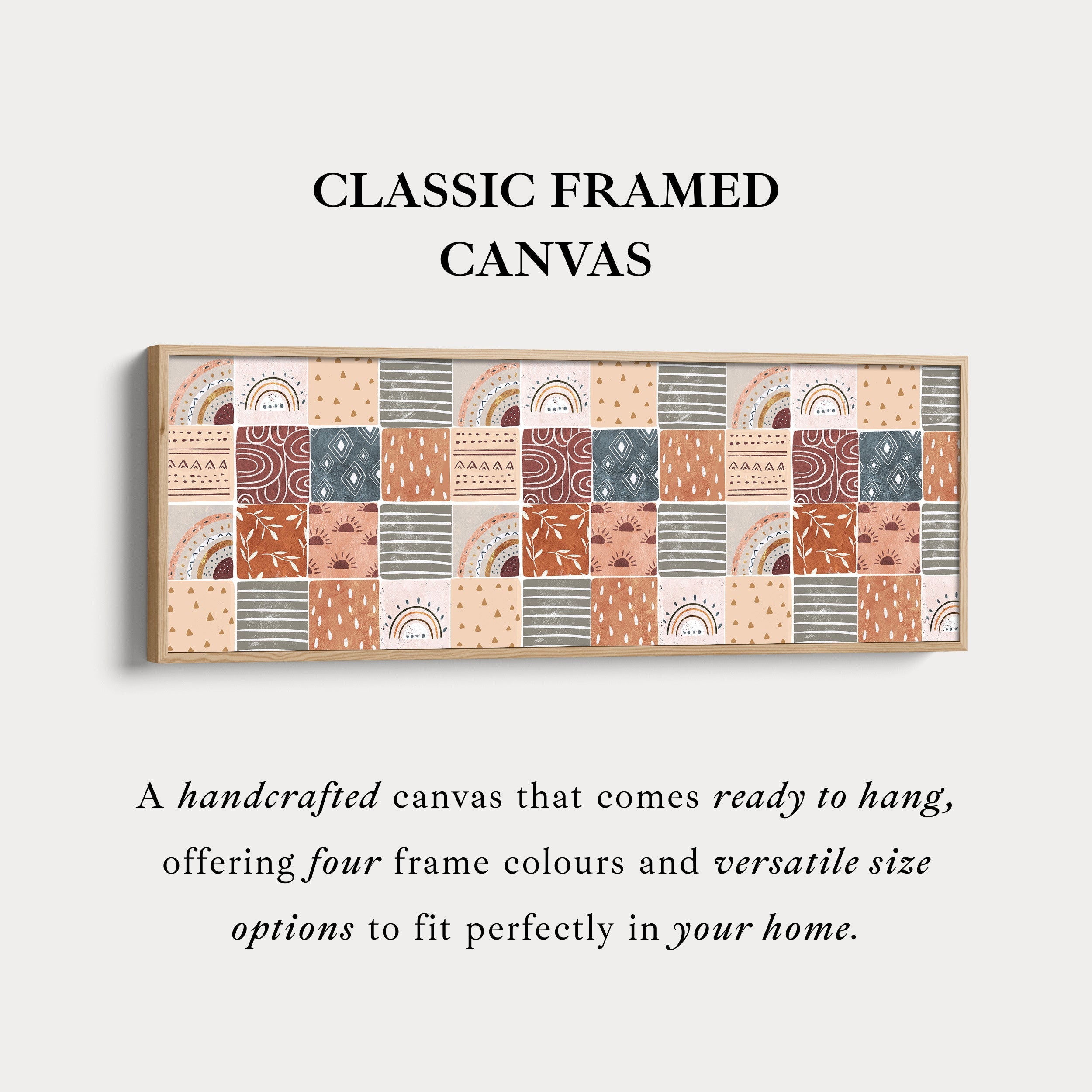 Horizontal Wall Art Muted Boho Pattern