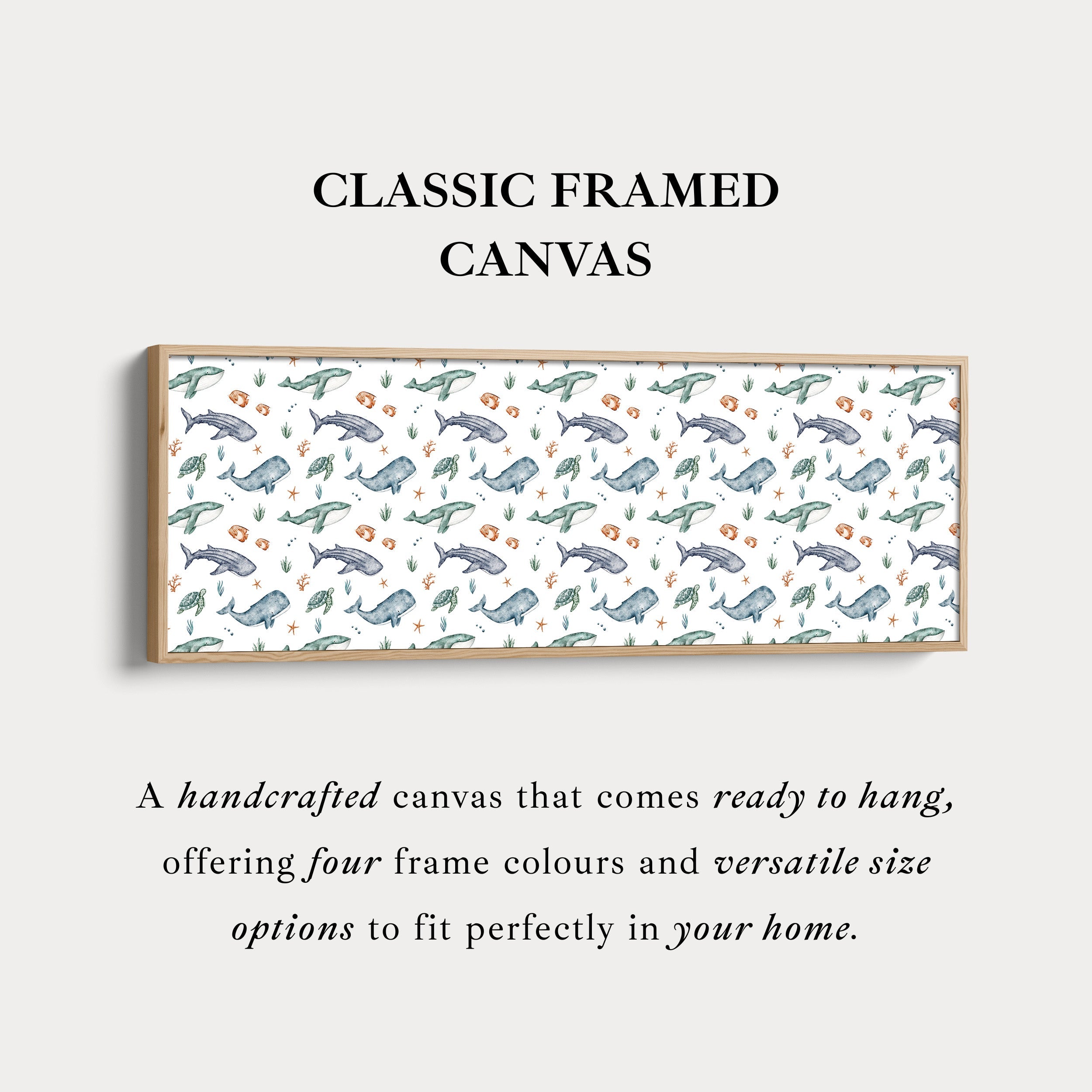 Cute Kids Room Horizontal Wall Decor Sea Creatures