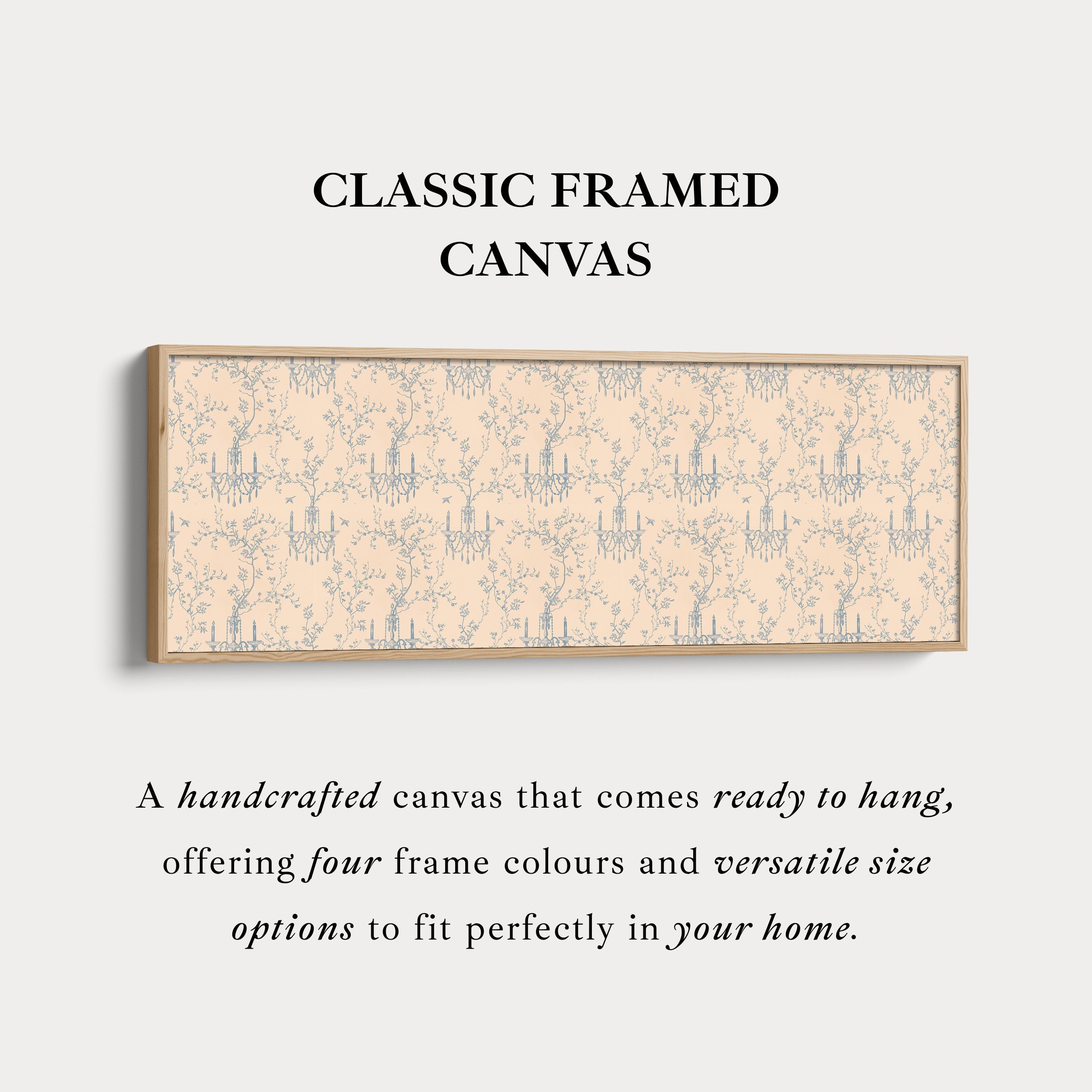 Vintage French Blue & Beige Long Narrow Wall Art