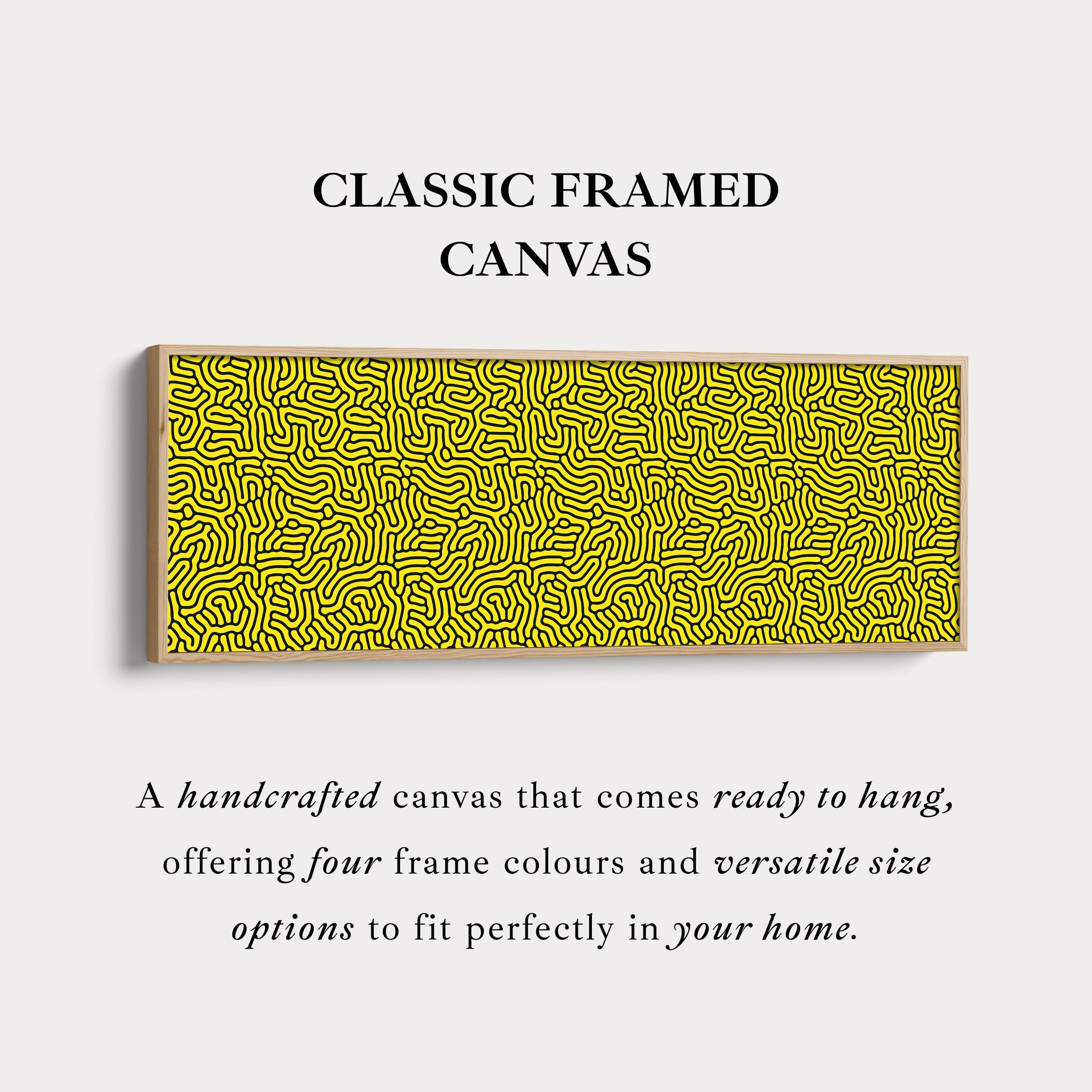 Yellow & Black Geometric Organic Pattern Long Wall Art