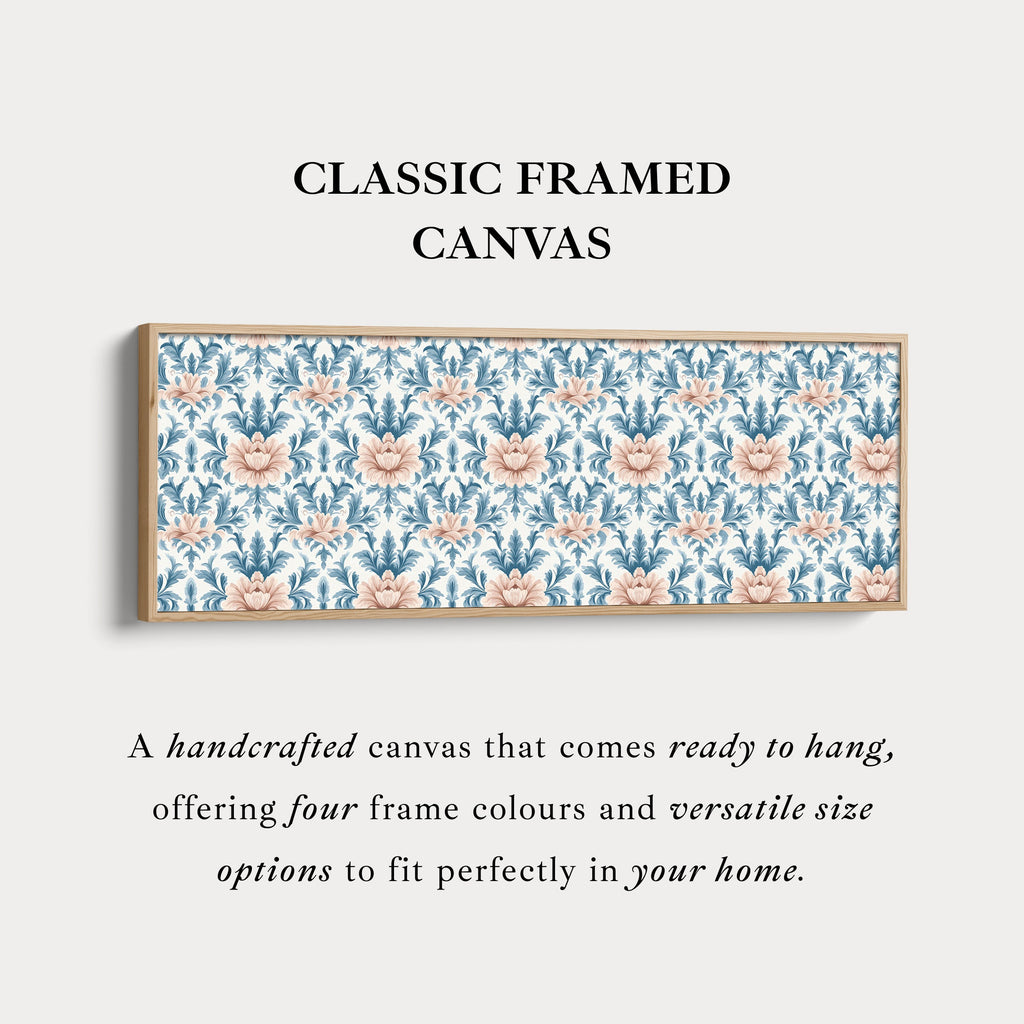 Long Narrow Wall Art Blue Damask