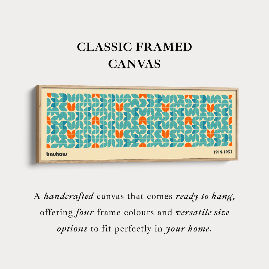 Horizontal Long Wall Art Beige Bauhaus Geometric