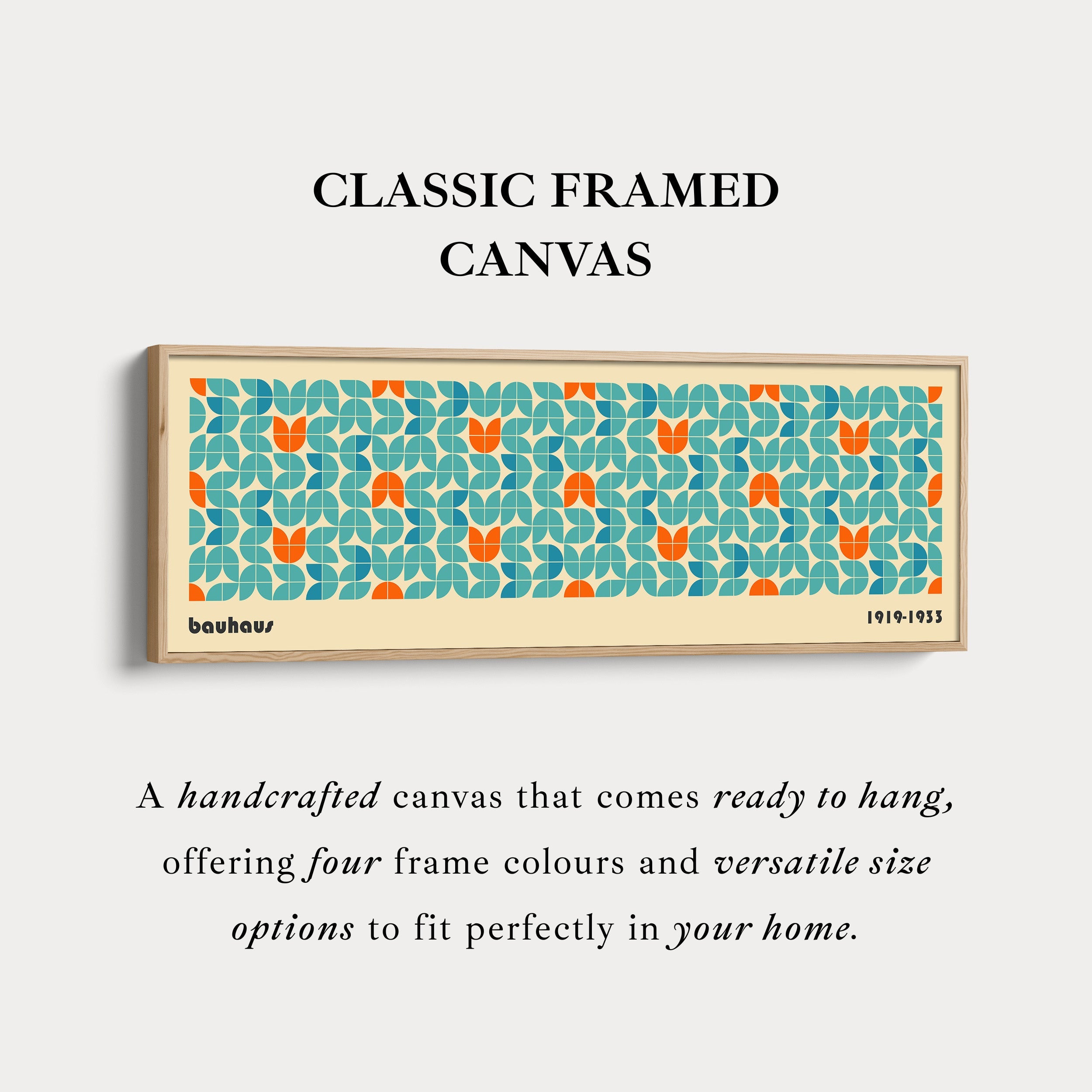 Horizontal Long Wall Art Beige Bauhaus Geometric