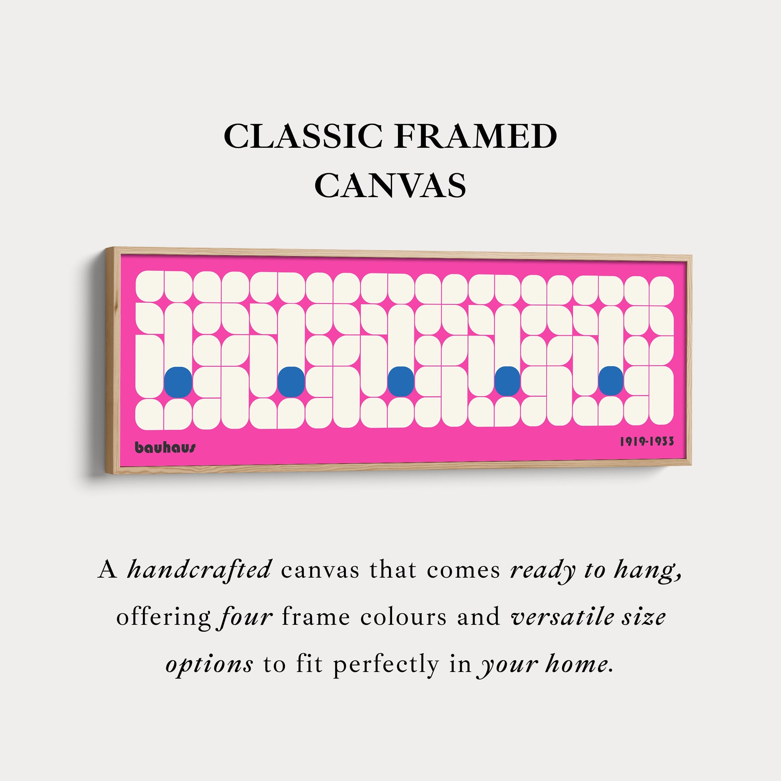 Pink Bauhaus Long Narrow Panoramic Framed Canvas Wall Art