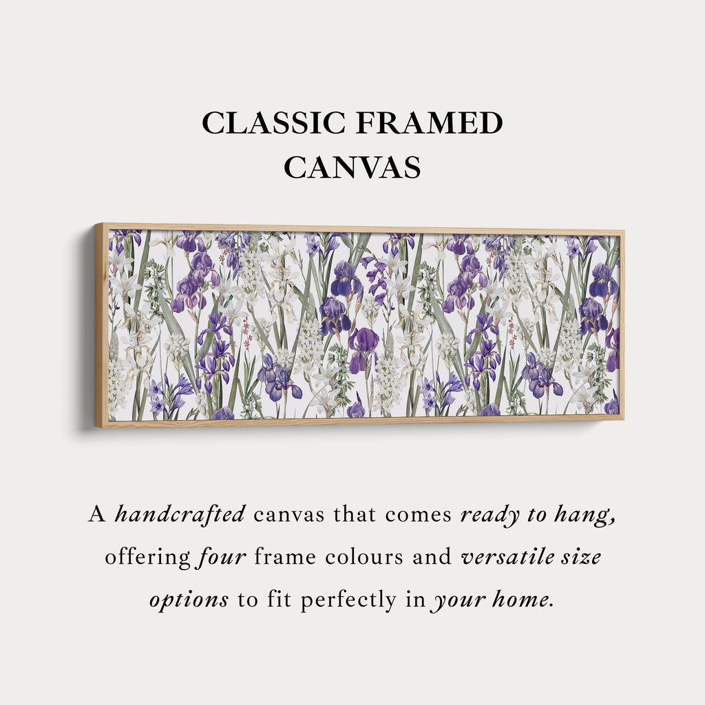 Long Bold Floral Botanical Canvas in Navy and Pink for Living Room
