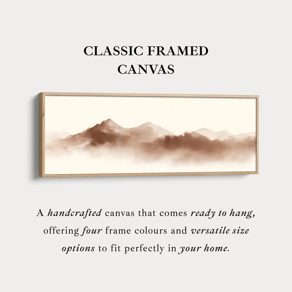 Long Narrow Mountain Wall Art Panoramic Canvas Neutral Bedroom Décor
