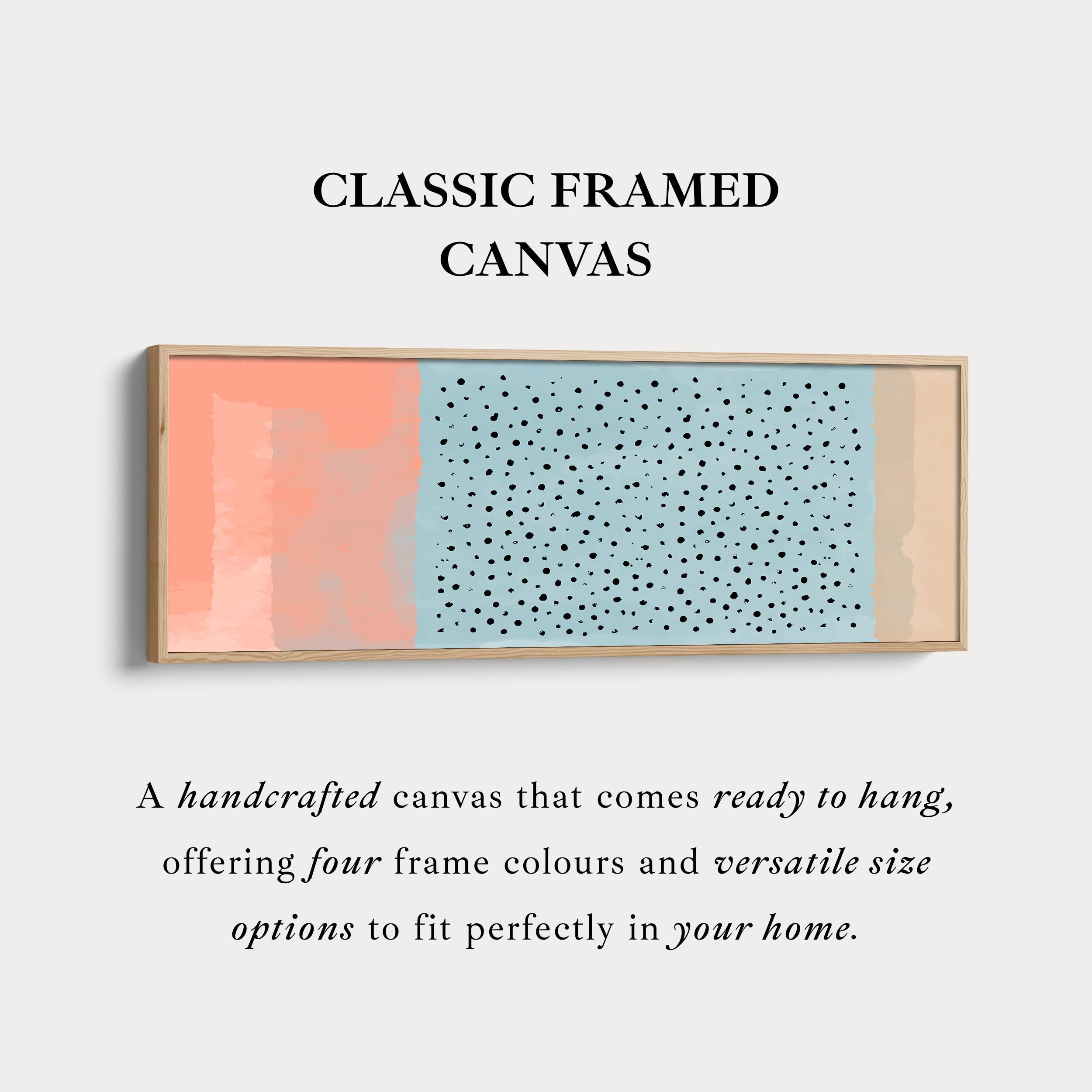 Long Canvas Soft Coral And Blue Dots Modern Wall Art For Bedroom