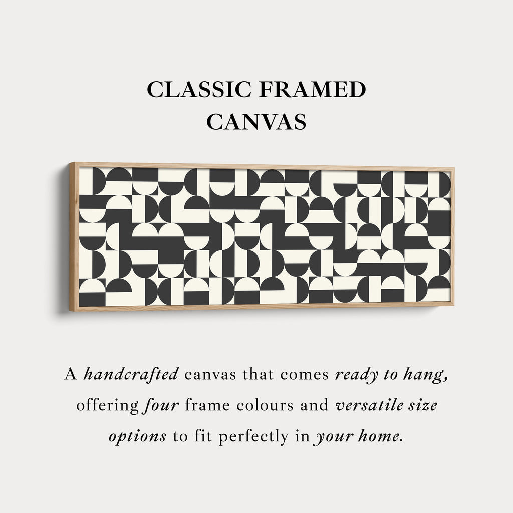 Horizontal Wall Art Black And White Geometric Pattern For Living Room Or Office