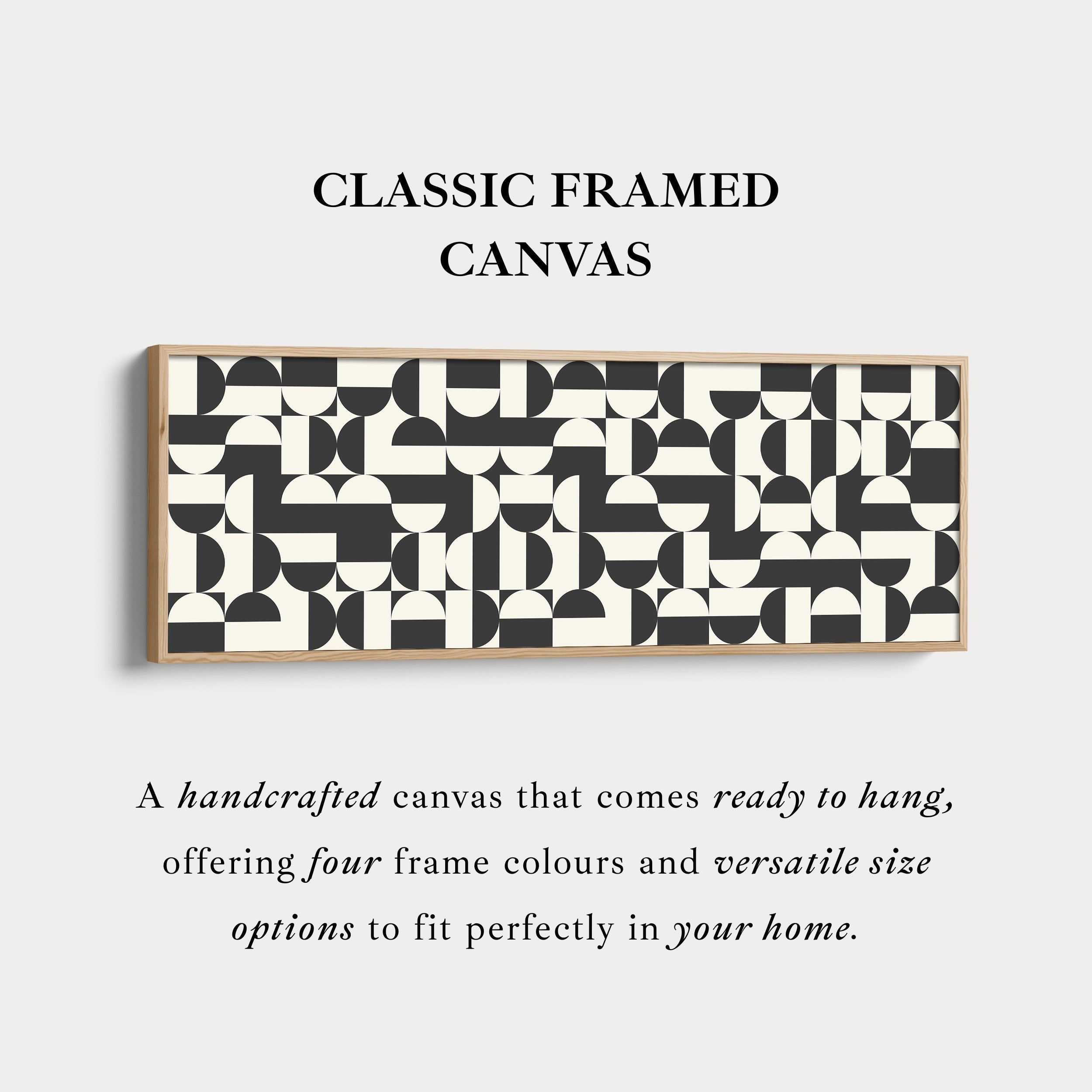 Horizontal Wall Art Black And White Geometric Pattern For Living Room Or Office