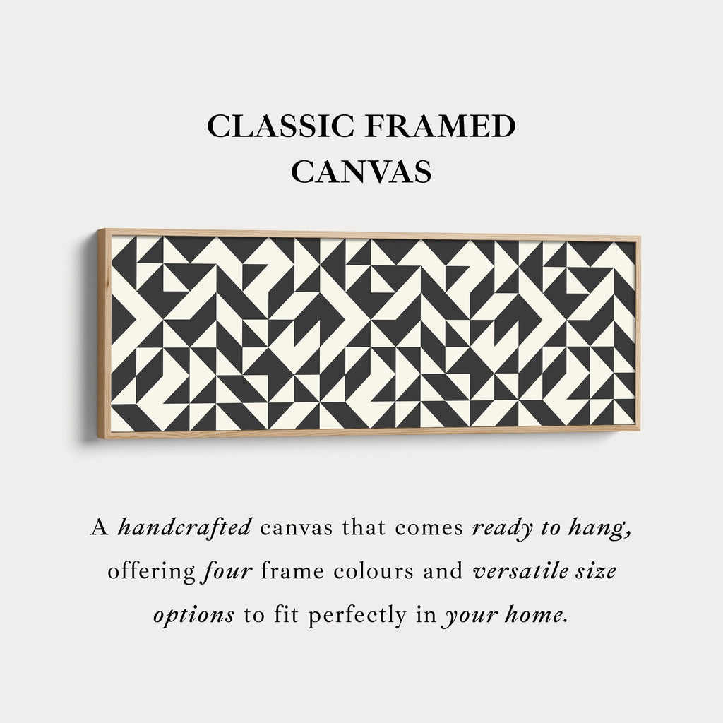 Horizontal Wall Art Black And White Angular Geometric Pattern For Modern Home