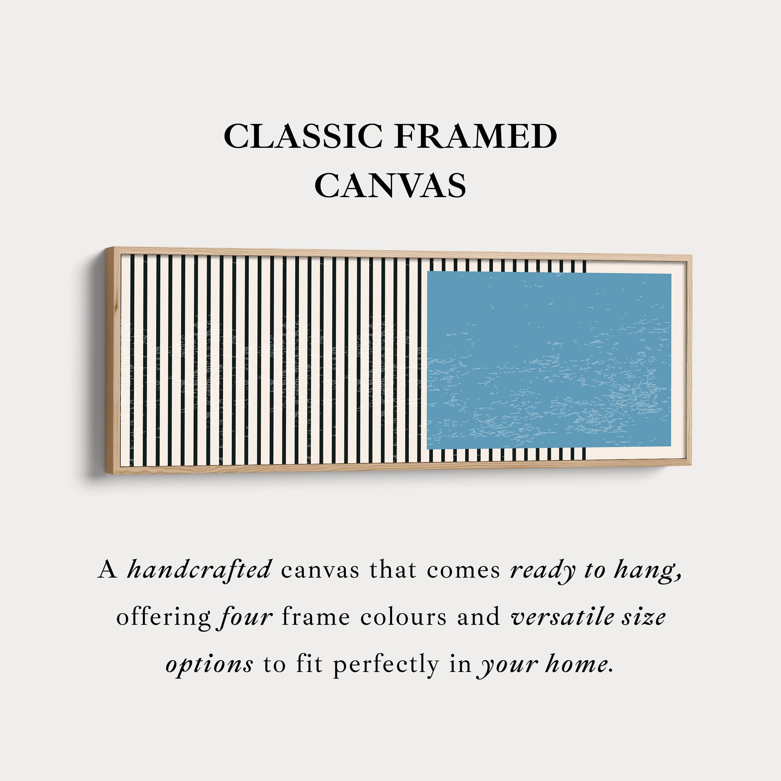 Wide Horizontal Wall Art Beige Black Blue Skinny Canvas For Hallway