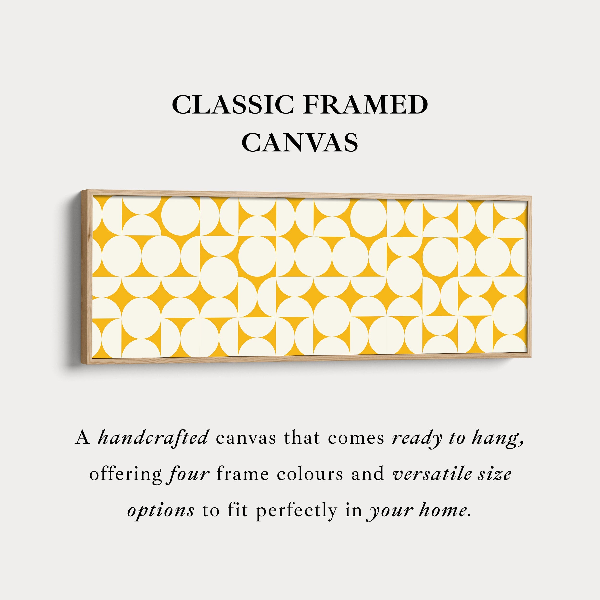 Wide Geometric Wall Art Yellow Beige Panoramic Long Canvas