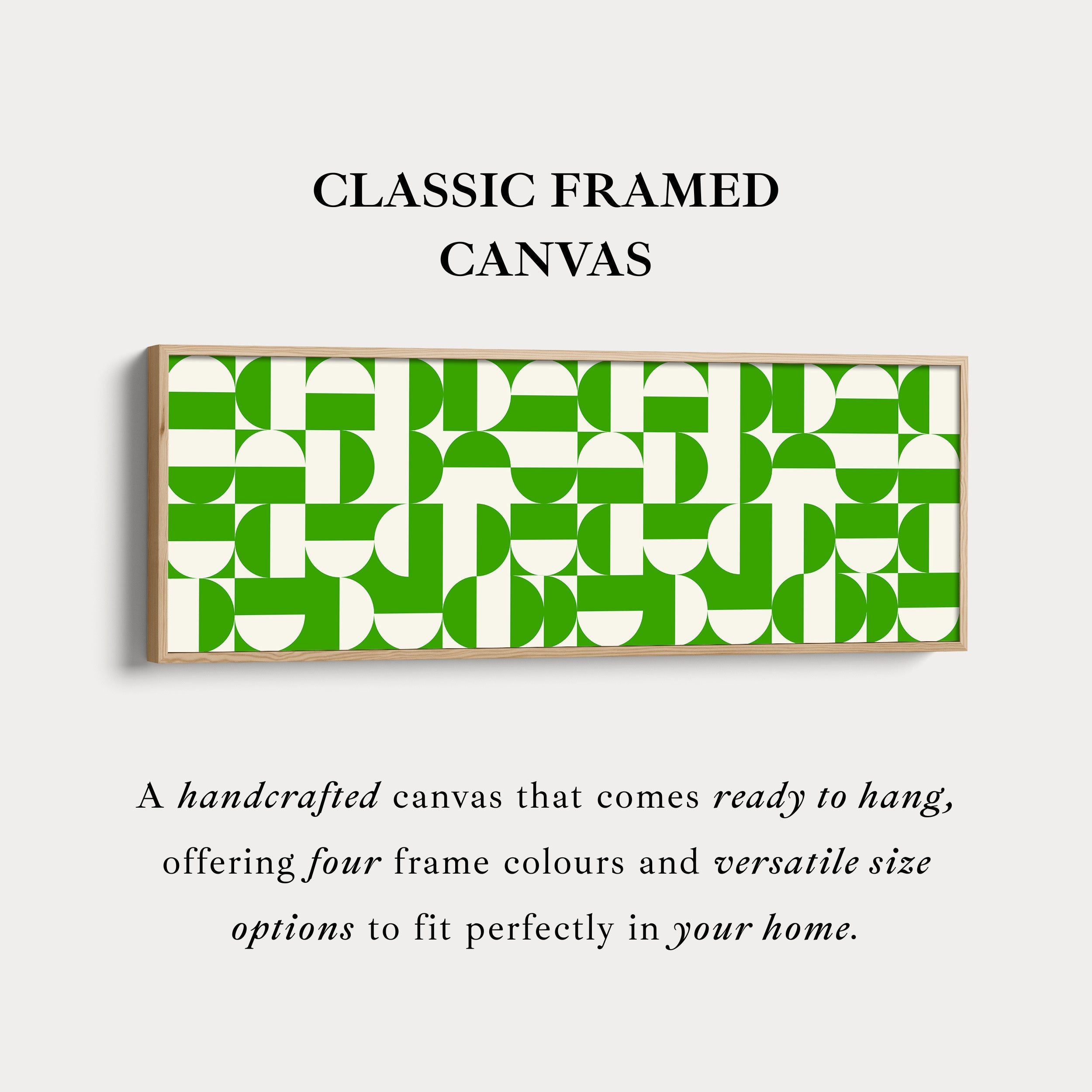 Long Narrow Canvas Green White Minimalist Geometric Wall Decor
