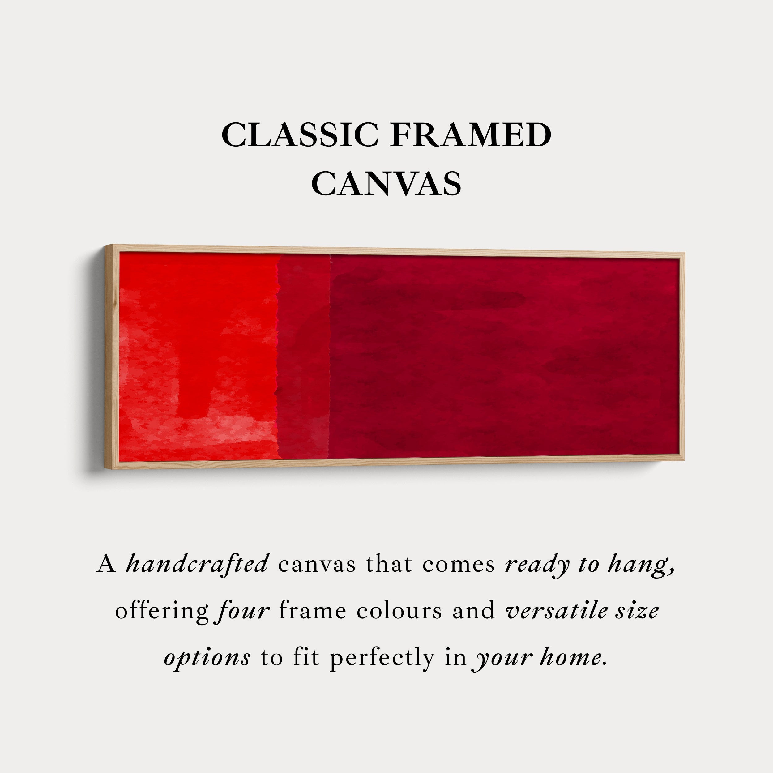 Horizontal Wall Art Red Orange Long Canvas Modern Bold Colour